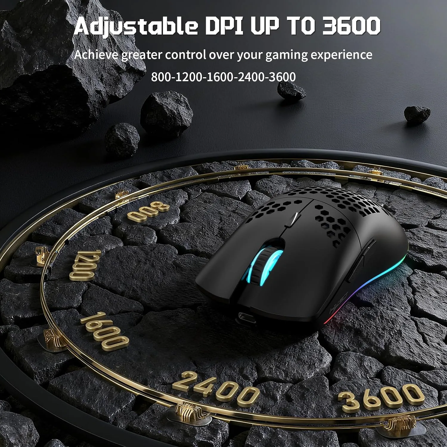 HXSJ T66 Tri-Mode Wireless Gaming Mouse Superlight Honeycomb - Black