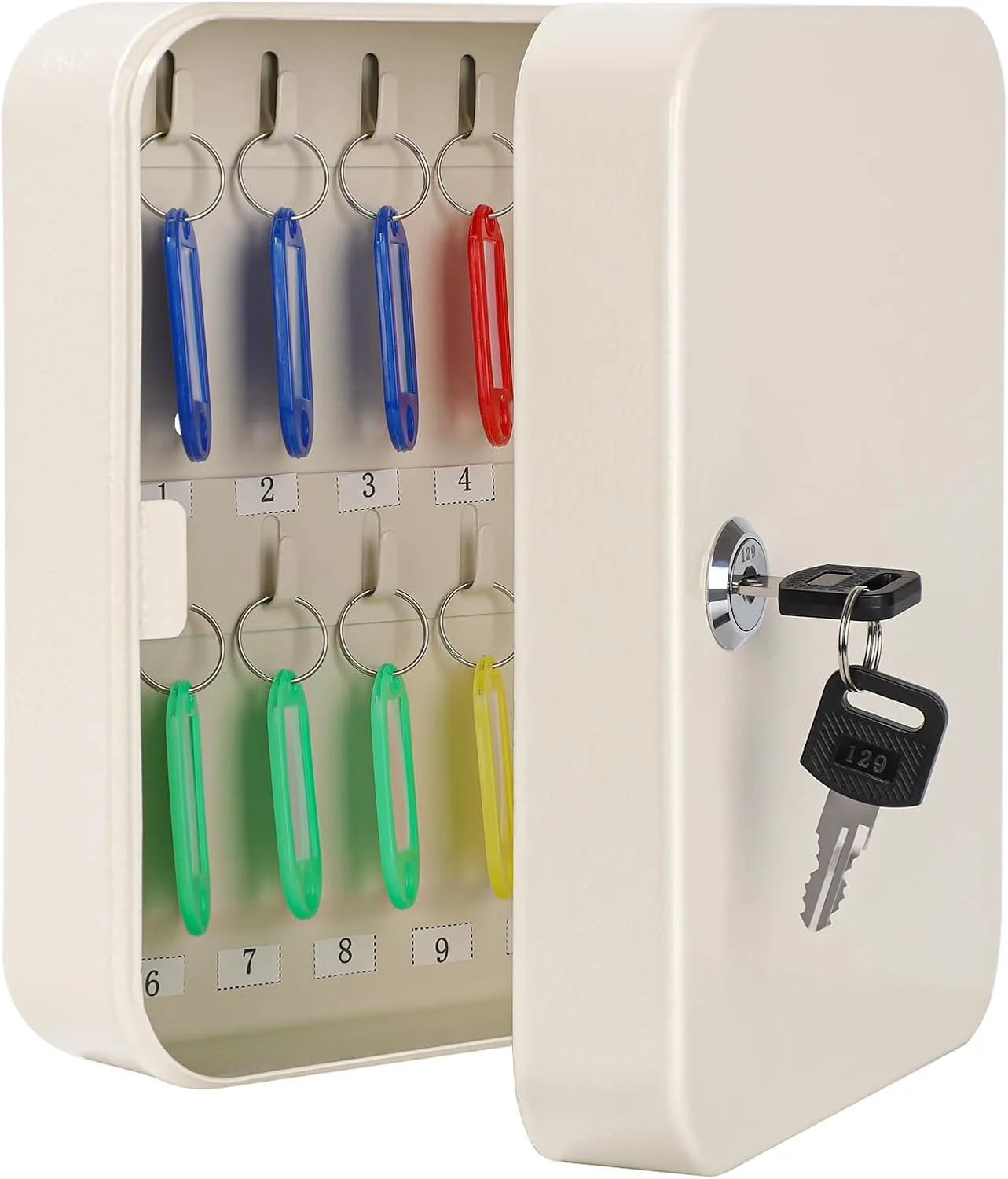 KYODOLED Key Box Wall Mount, 20-Key Steel Cabinet, Key Lock, Beige
