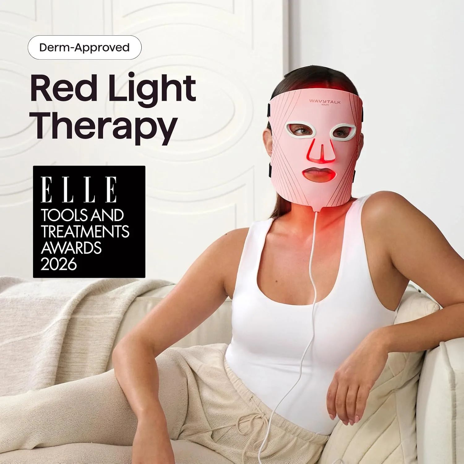 Wavytalk Red Light Therapy Mask for Face, ELLE Best Skin Care Tool 2026