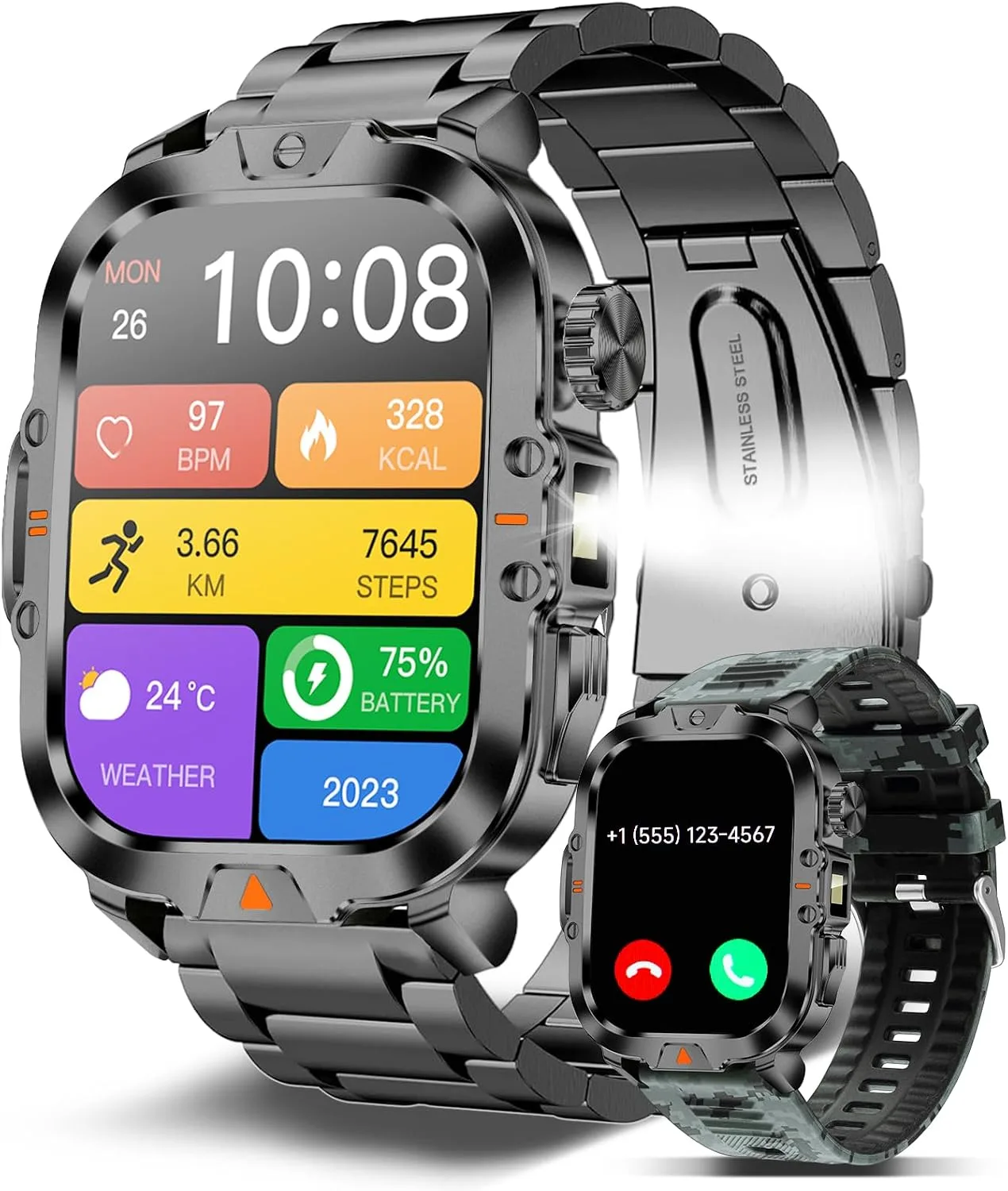 Smart Watch for Men Military Answer/Make Call 2.01″ Display