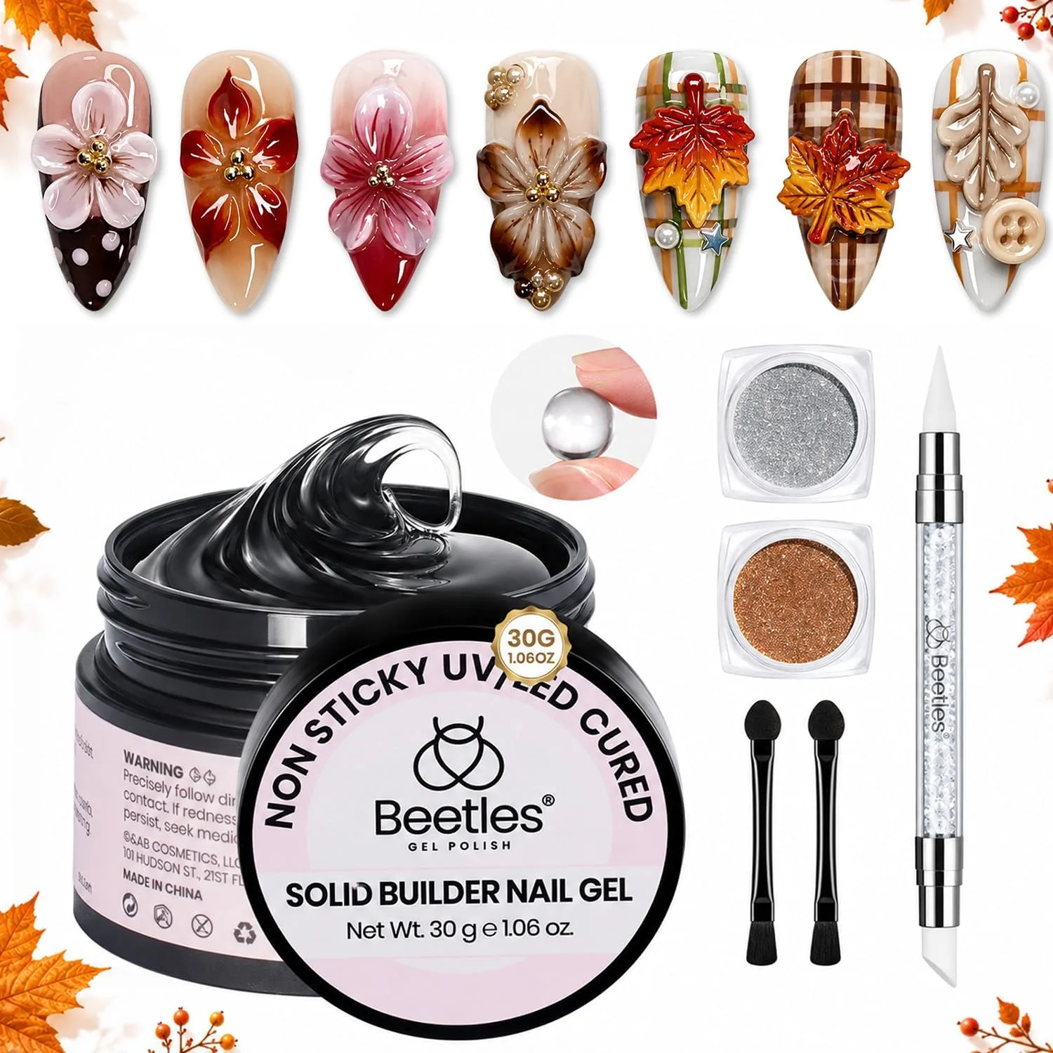 Gel para uñas Beetles 3D Gel Nail Art 30g transparente