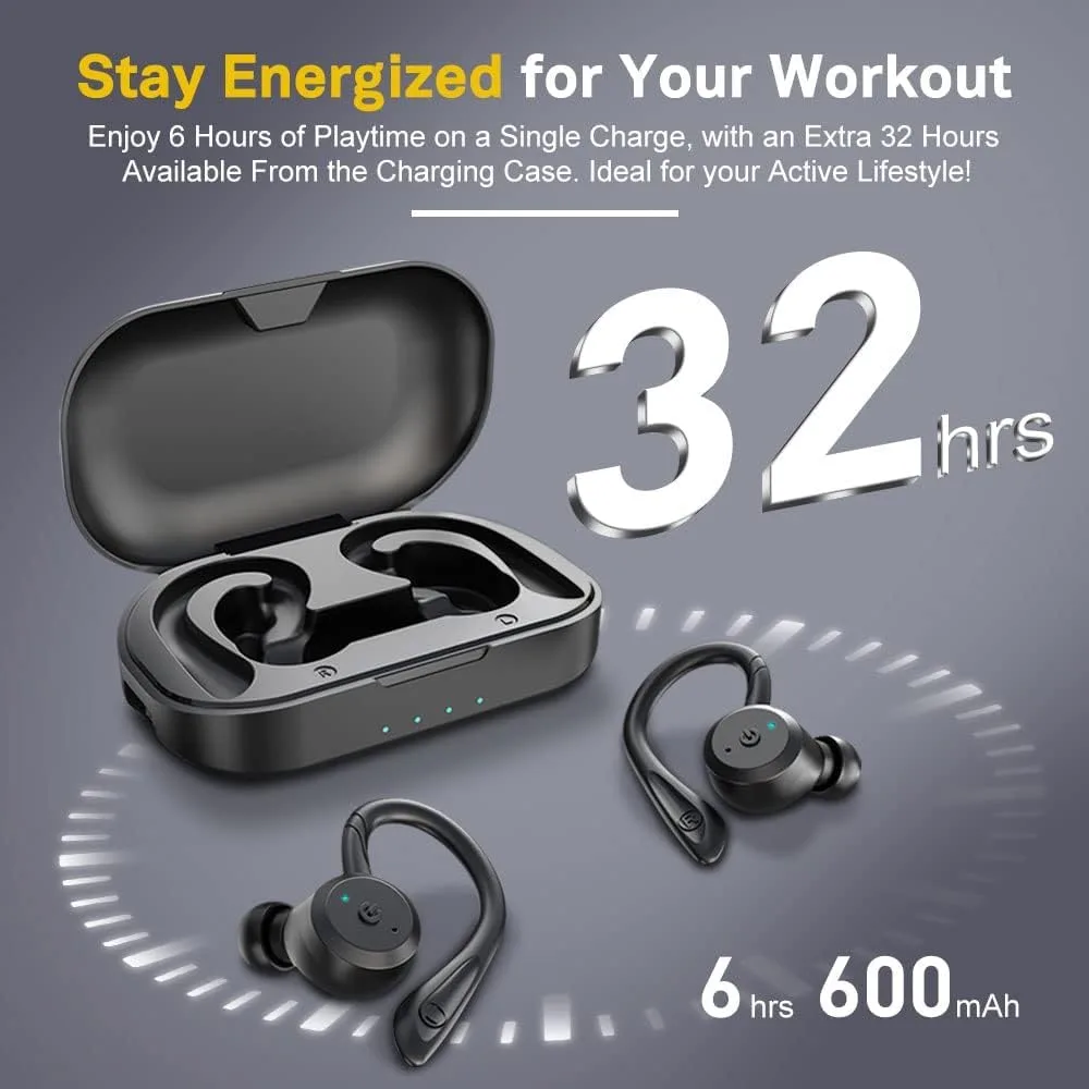 APEKX Bluetooth Headphones True Wireless Earbuds with Charging Case IPX7 Waterproof Stereo Sound Earphones Built-in Mic in-Ear Headsets Deep Bass for Sport Running Black