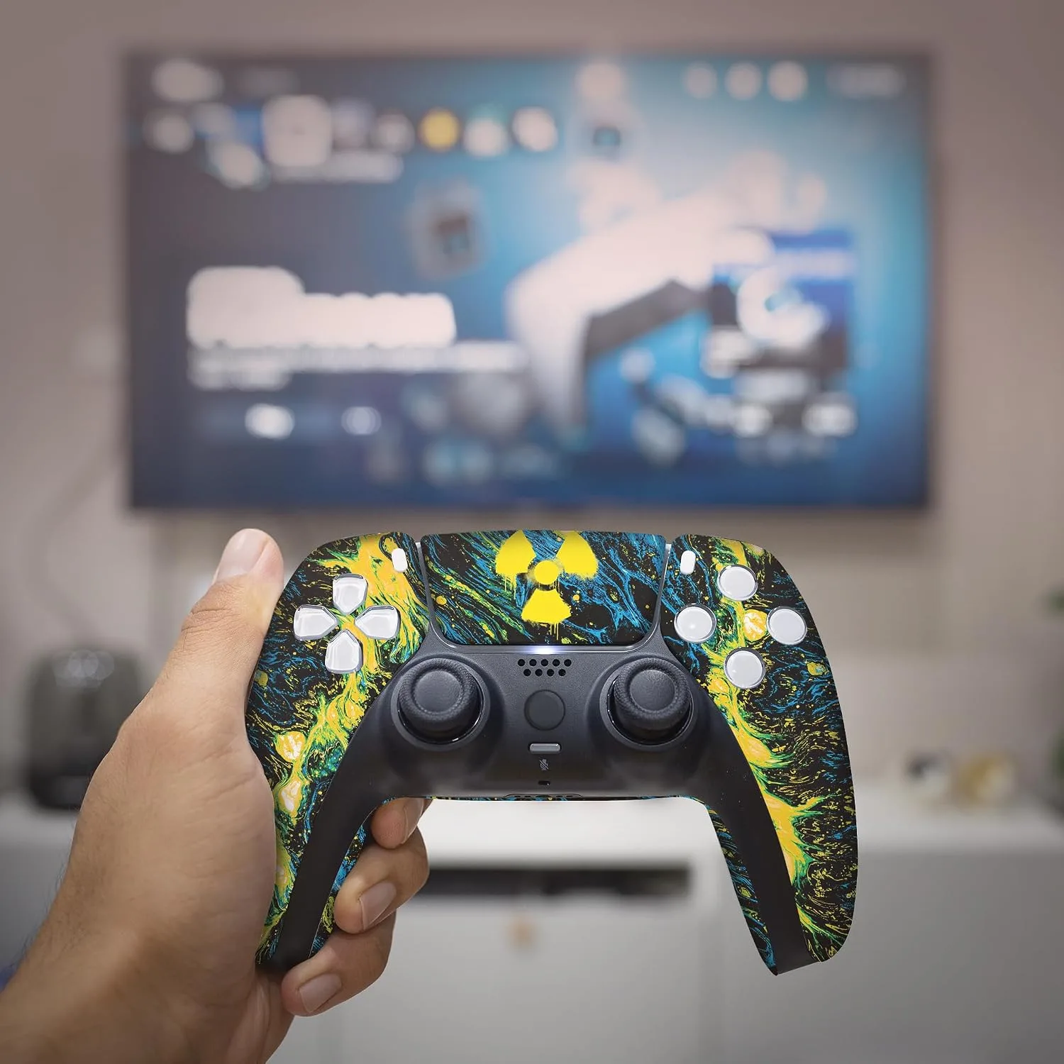 Radioactiive Custom PS-5 Controller Wireless compatible with Play-Station 5 Console by BCB Controllers | Proudly Customized in USA with Permanent HYDRODIP Printing(NOT JUST A SKIN)(MODDED)