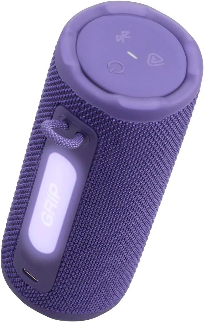 JBL Grip Portable Bluetooth Speaker, Waterproof, Ambient Light - Purple