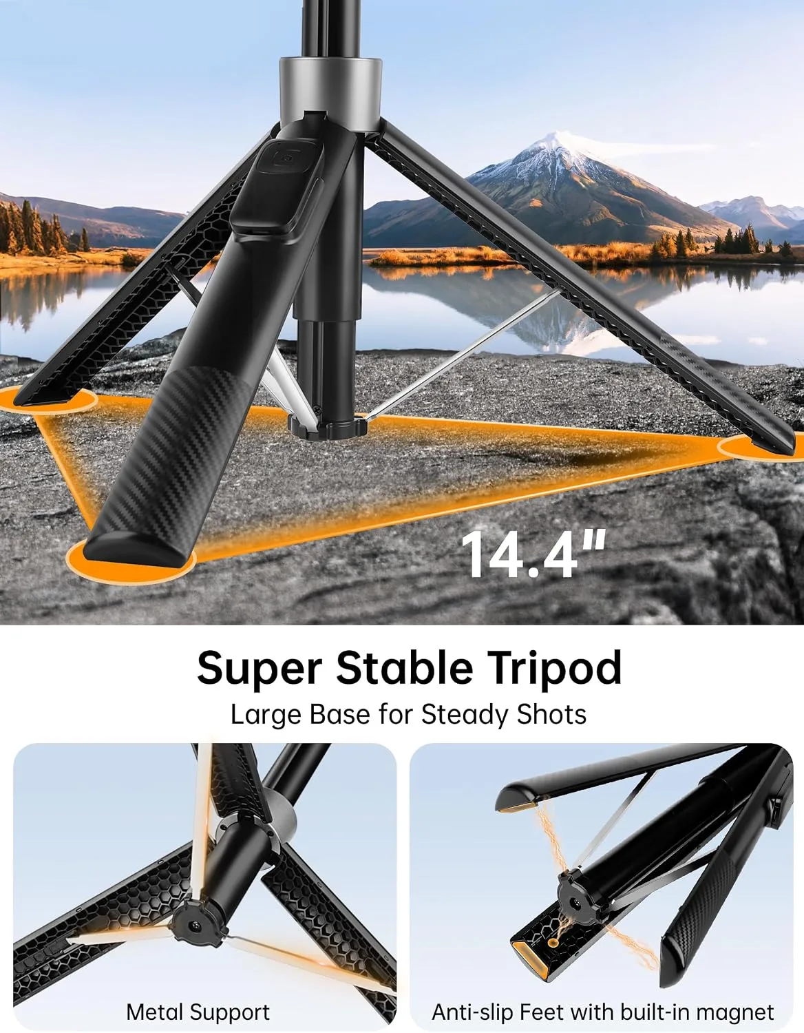 70" Magnetic Phone Tripod, Selfie Stick Tripod for iPhone MagSafe & Camera