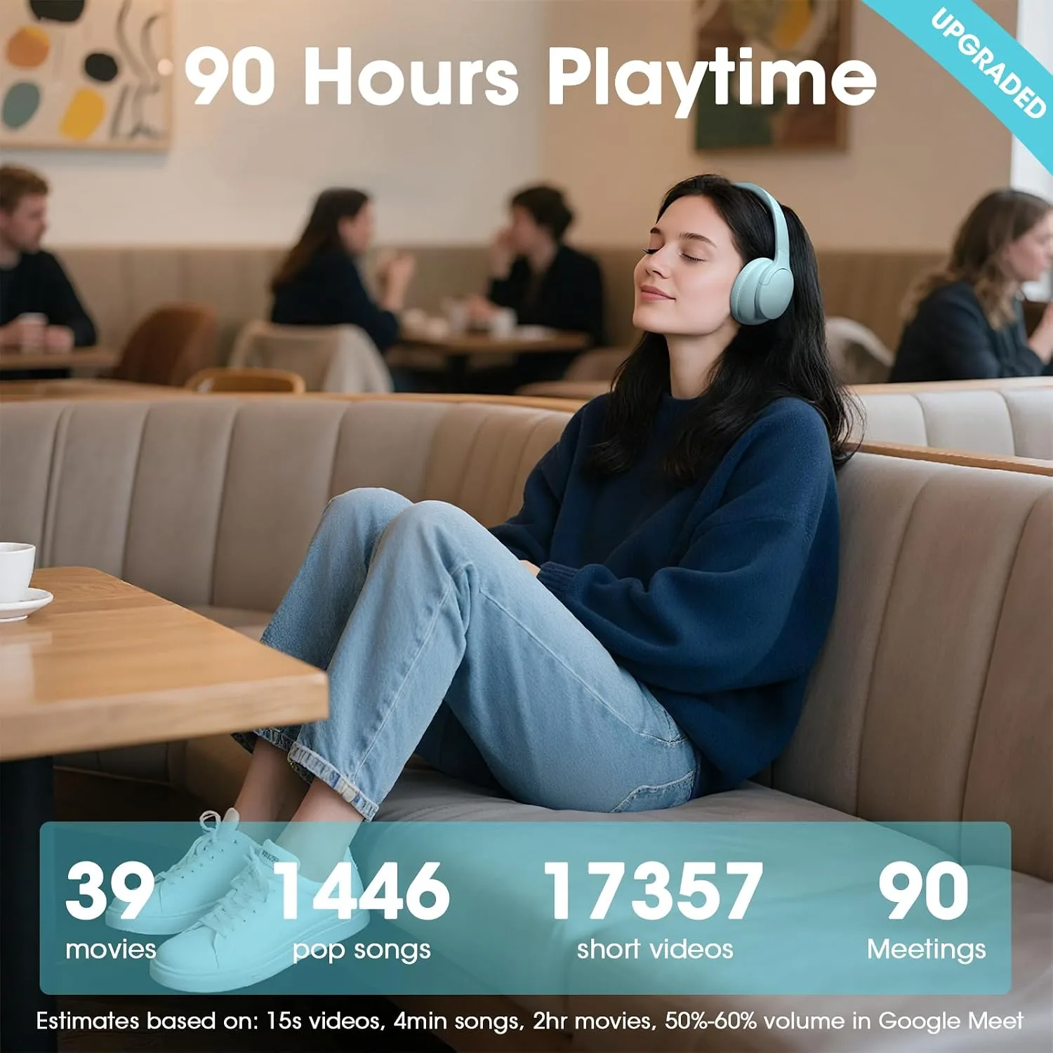 DOQAUS Bluetooth Headphones Over Ear, Headphones Wireless with 90H Playtime