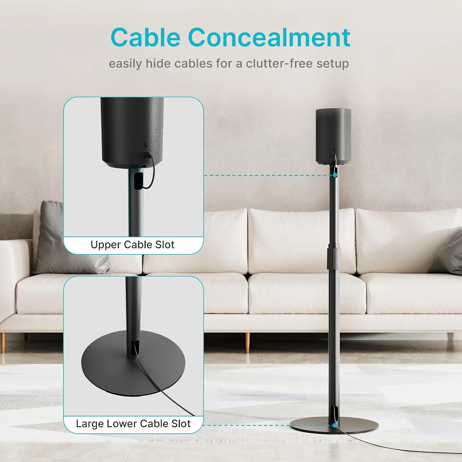 26.9"-42.6" Speaker Stands Compatible with Sonos Era 300 and 100, 1 Pack
