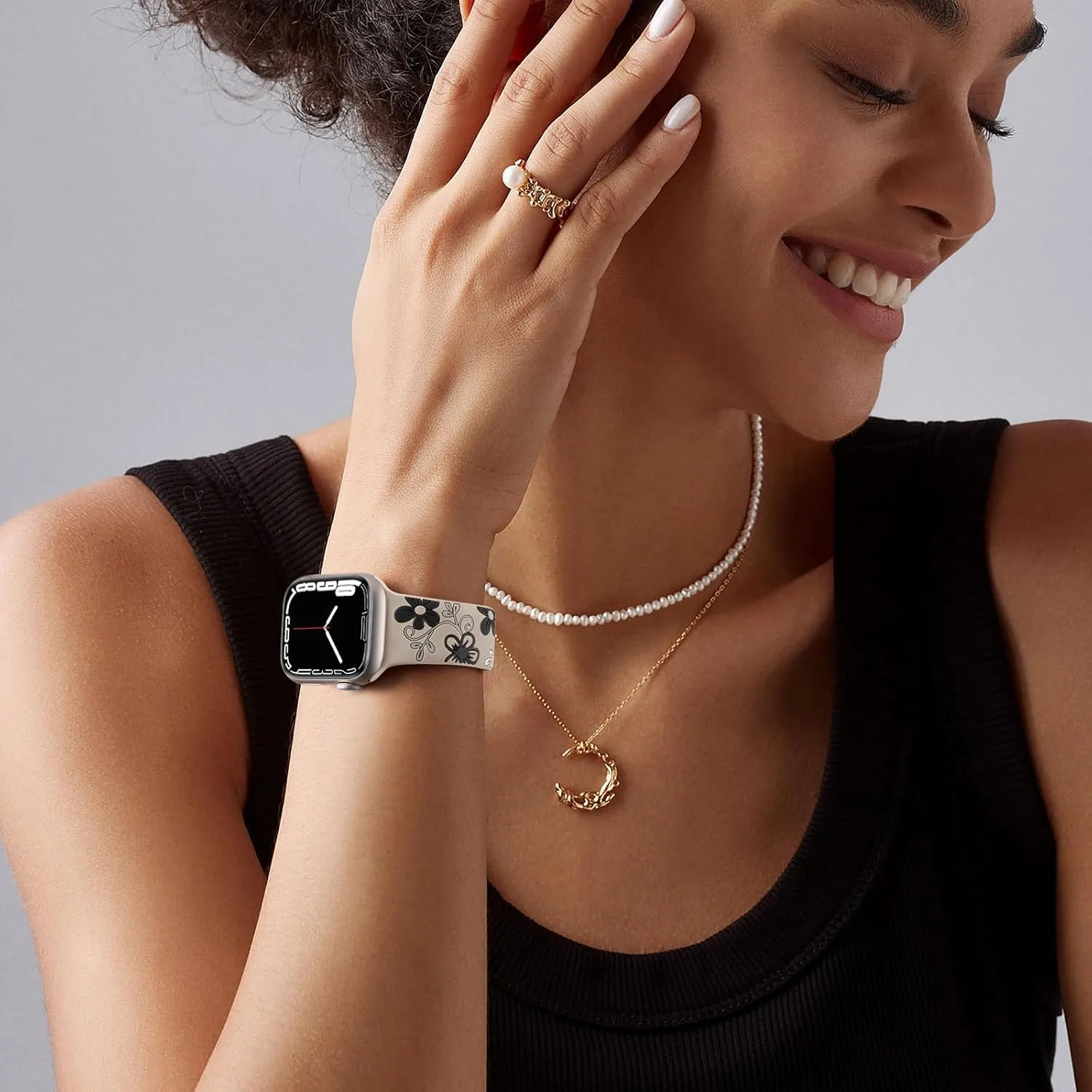 Witzon Floral Silicone Band Compatible with Apple Watch Bands For Women