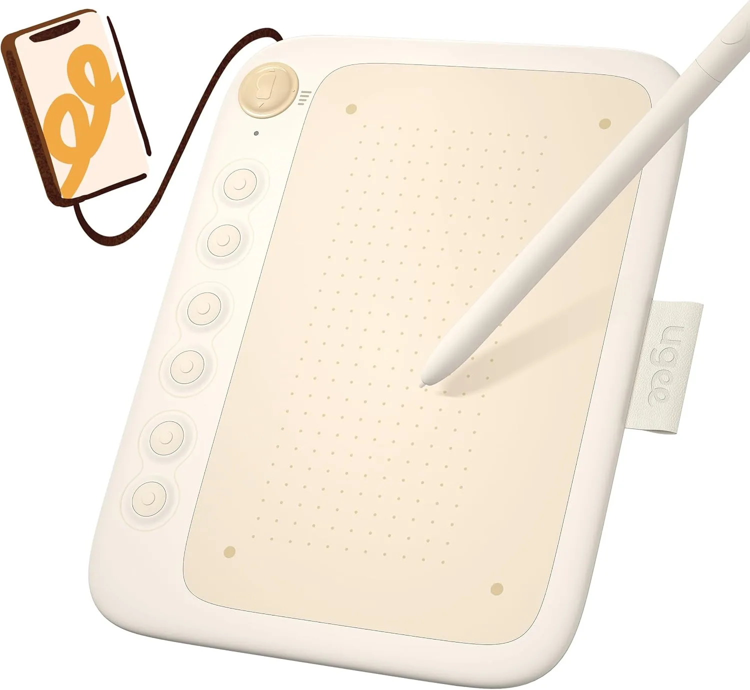 UGEE Q6 Drawing Tablet for Android Phone, Graphic Tablet with 6Hot Keys, 6.5”x4” Portable Writing Tablet Adjustable Drawing Mode, Drawing Pad with 16K Levels Battery-Free Stylus for Mac/Windows/Chrome