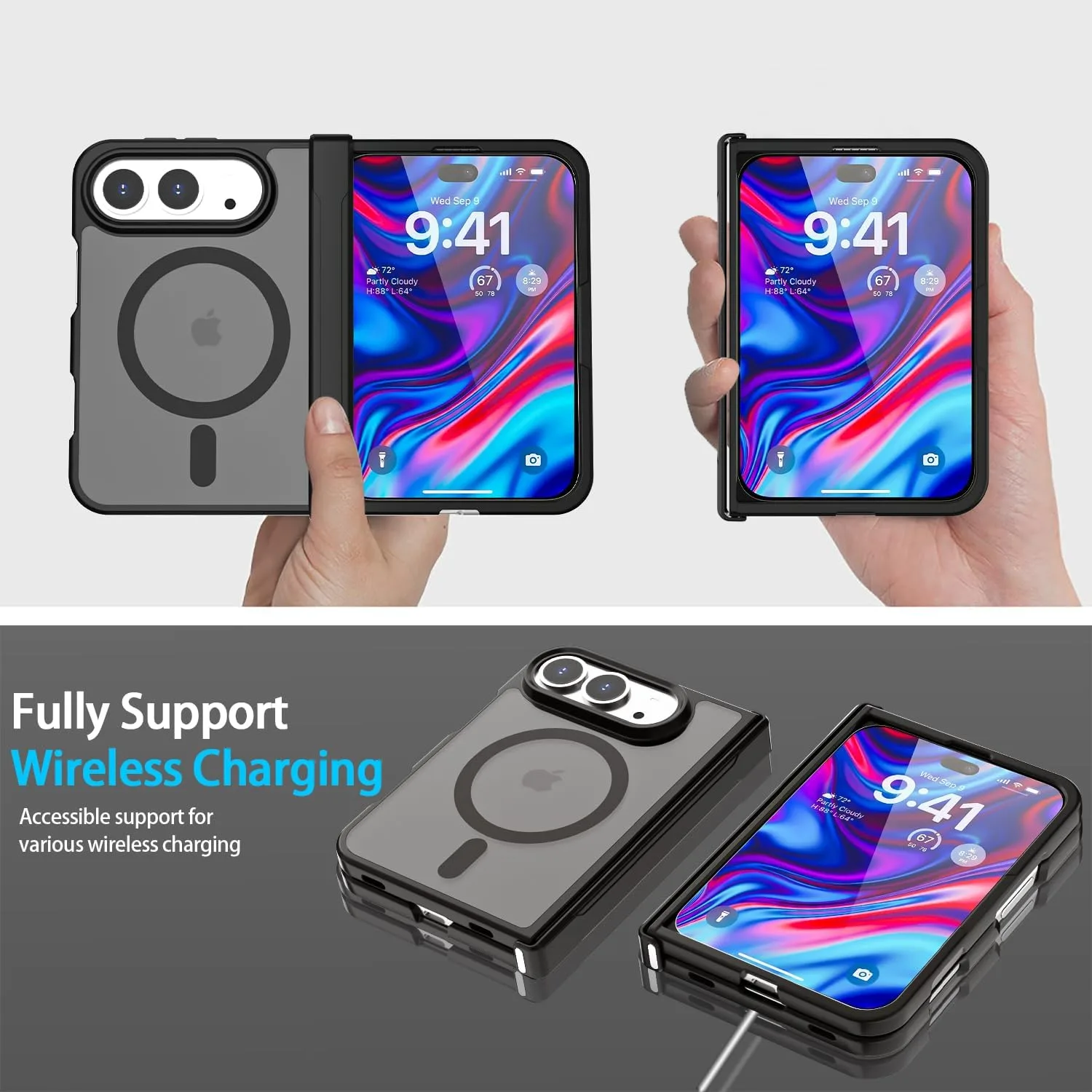 AICase for iPhone Duo Case,Fold Matte Fit for Magsafe,Hinge Protection