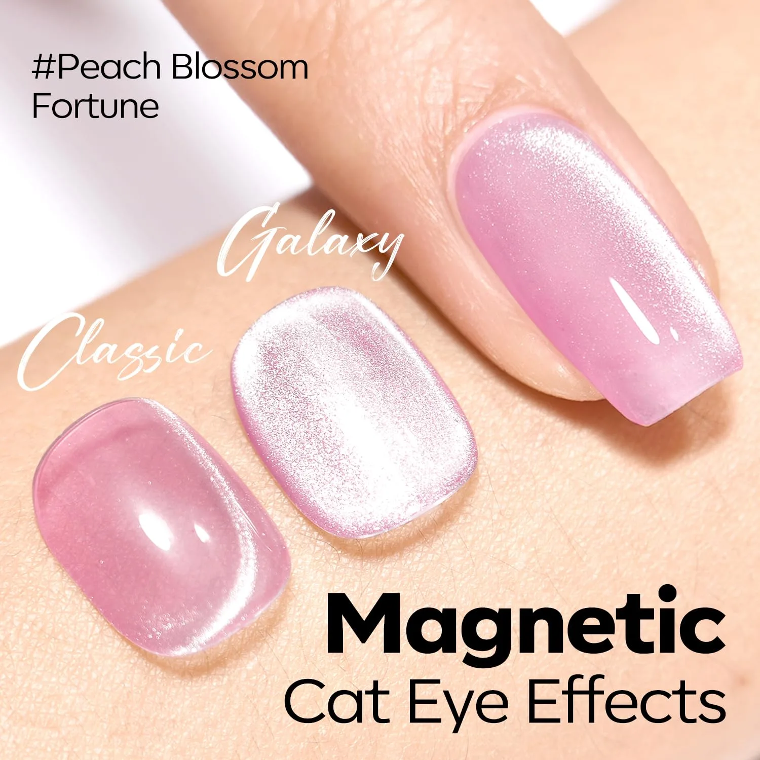 modelones Pink Cat Eye Gel Polish Slik Glitter Holographic