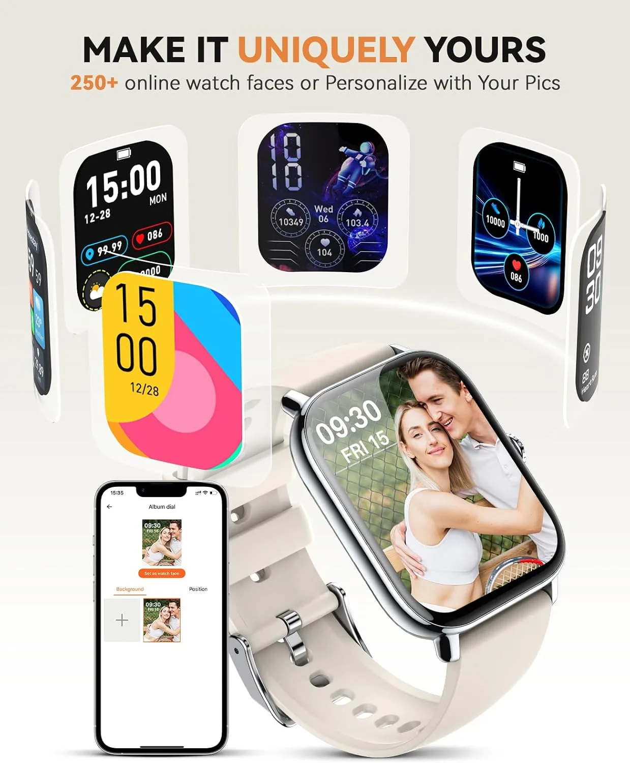 Smart Watch for Women Men- Answer/Make Call, 2025 IP68 Waterproof Fitness Step Sleep Tracker Watch with Monitor Activity Counter Smartwatch for Andriod iPhone iOS Samsung Compatible