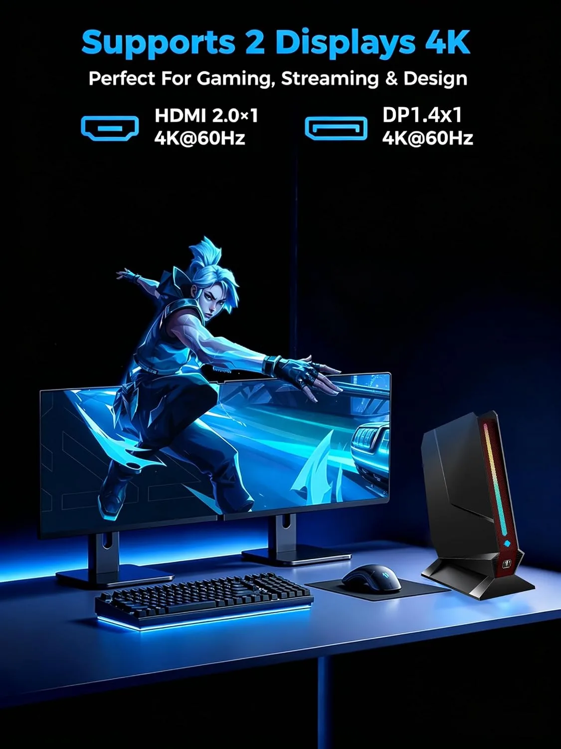 TOPGRO T1-MAX Mini Gaming PC,13th Gen i9-13900HX丨Geforce RTX4070 8G GDDR6,32GB DDR5, 1TB PCIe4.0 SSD, Gaming AI PC,RGB Lighting,HDMI2.0/DP1.4/WiFi 6E/BT 5.3/Win11 Pro High-Performance Desktop Computer