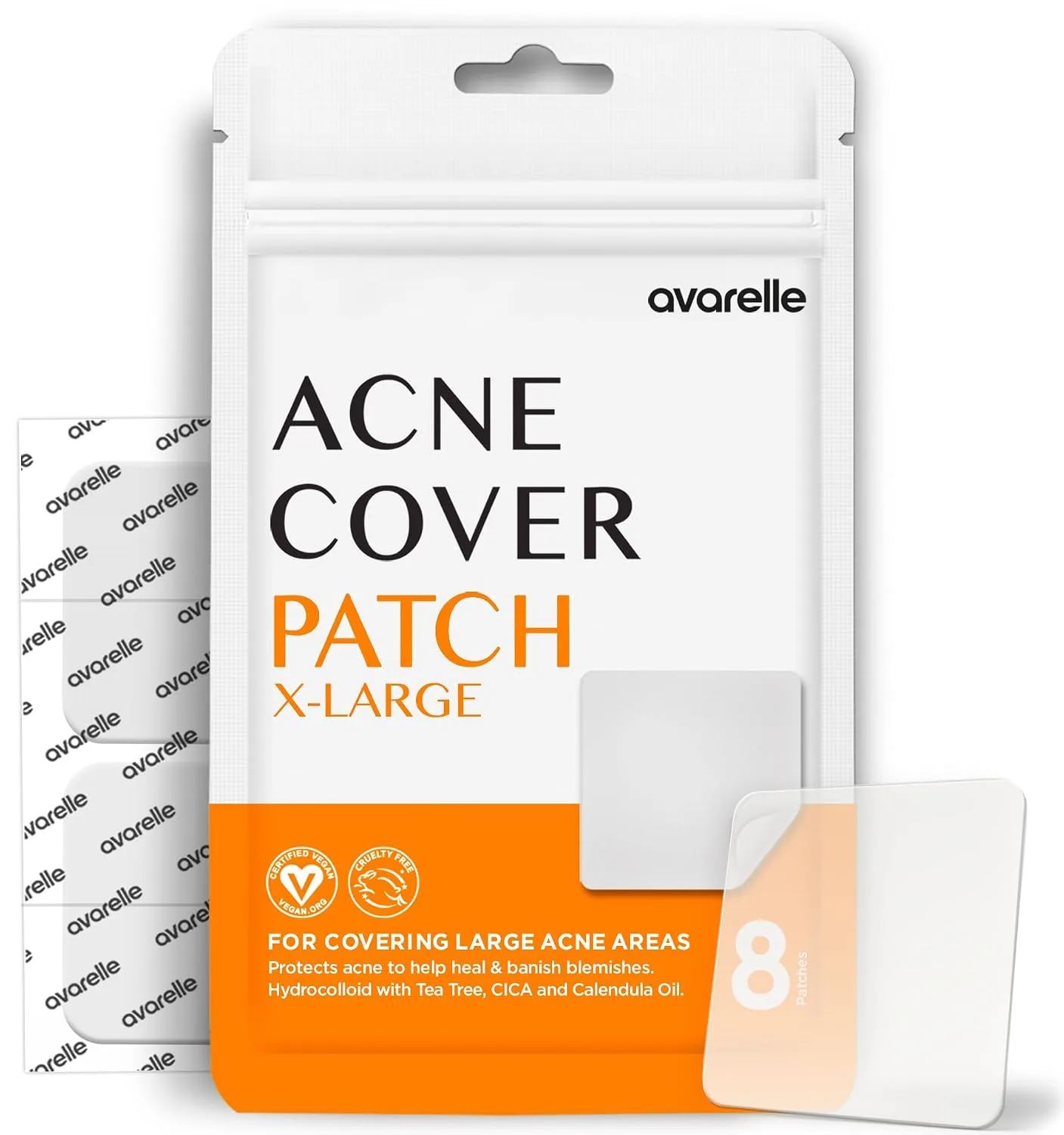 Parche facial para acné Avarelle XL hidrocoloide 8 unidades