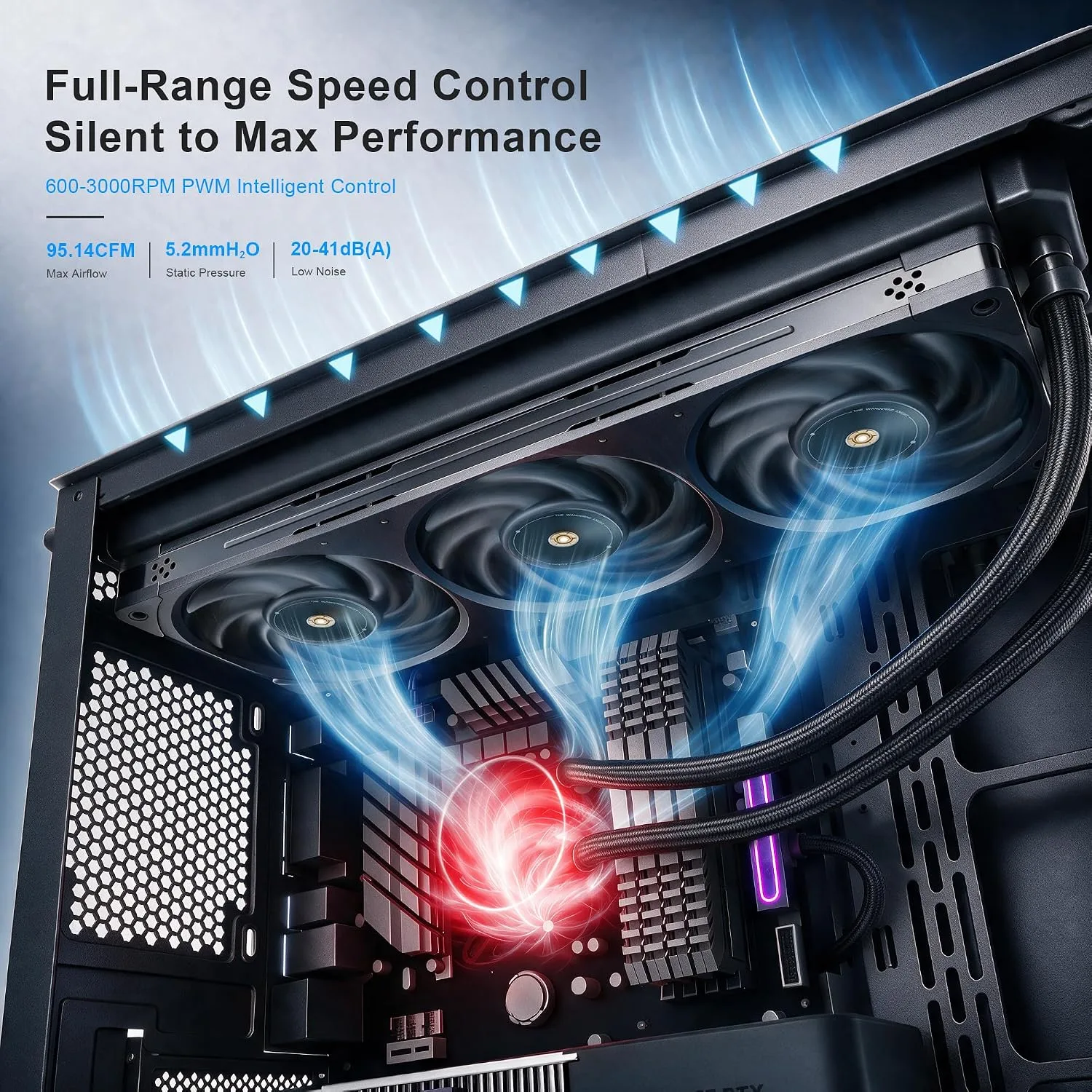 Asiahorse Xcalibur 360mm PC Case Fan, 3000RPM High Performance PWM Fan