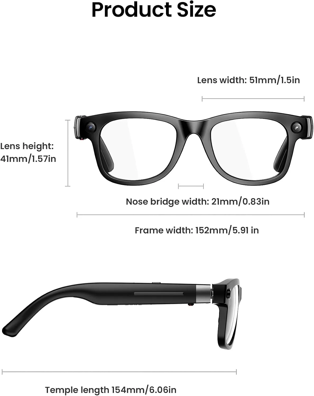 DPVR G6 AI Smart Glasses with Camera and Bluetooth, 8MP Smart Sunglasses