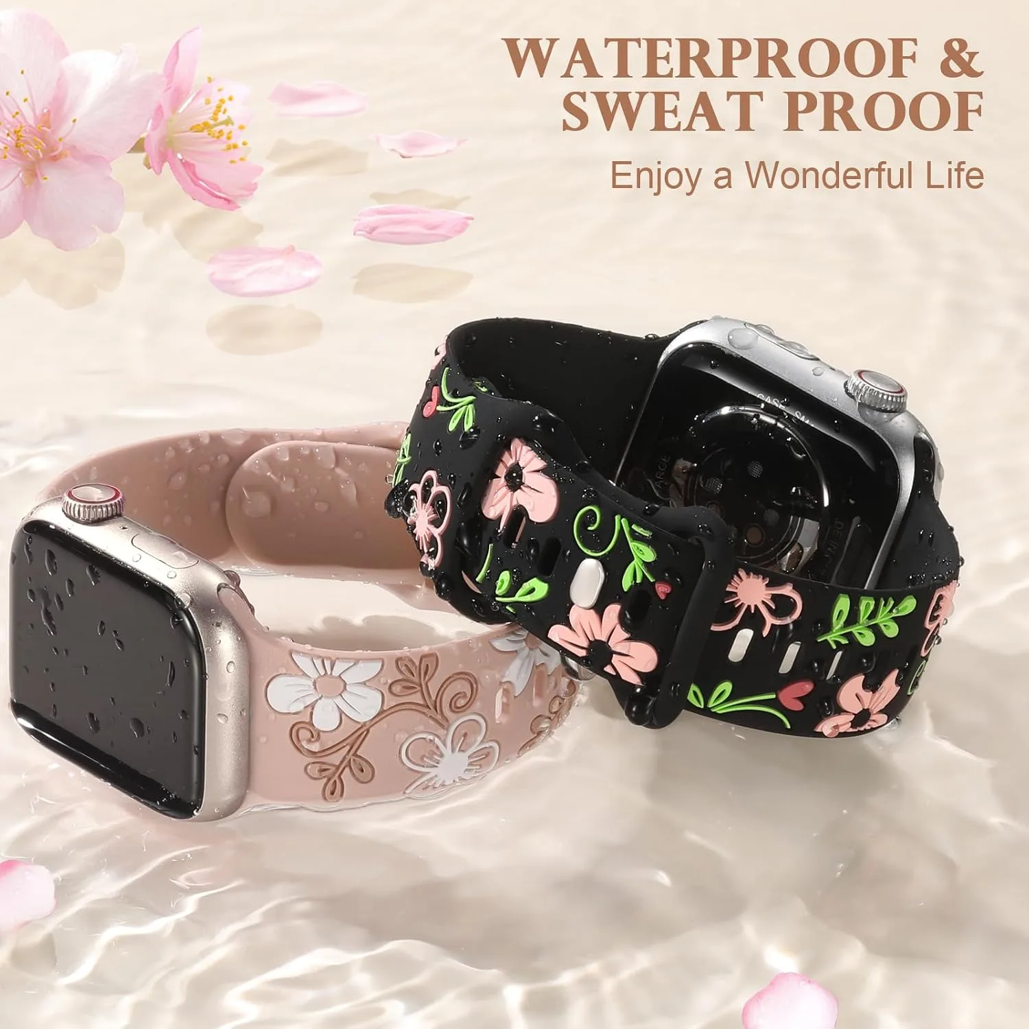 Witzon Floral Silicone Band Compatible with Apple Watch Bands For Women