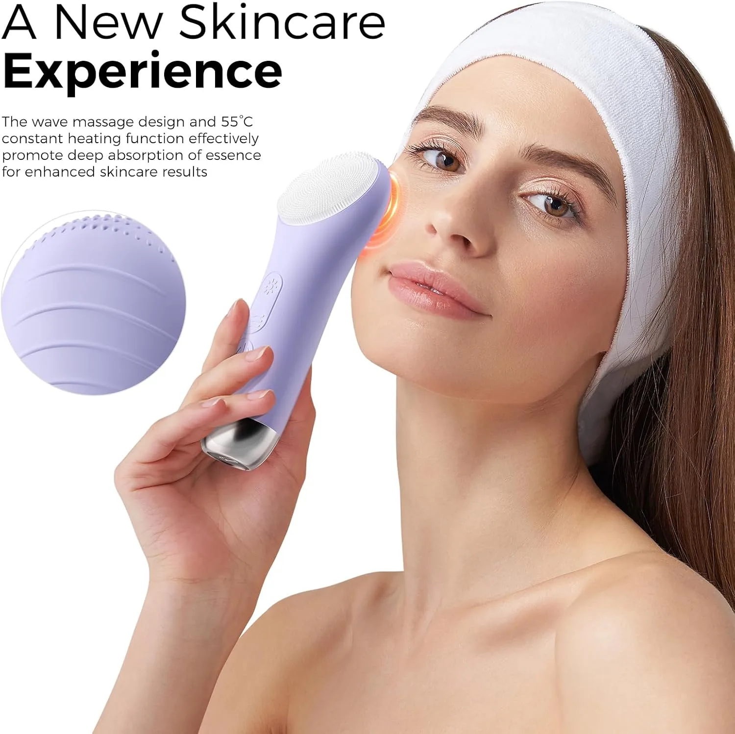 Ccigedy Rechargeable Face Scrubber, Electric Facial Cleansing Brush, Purple