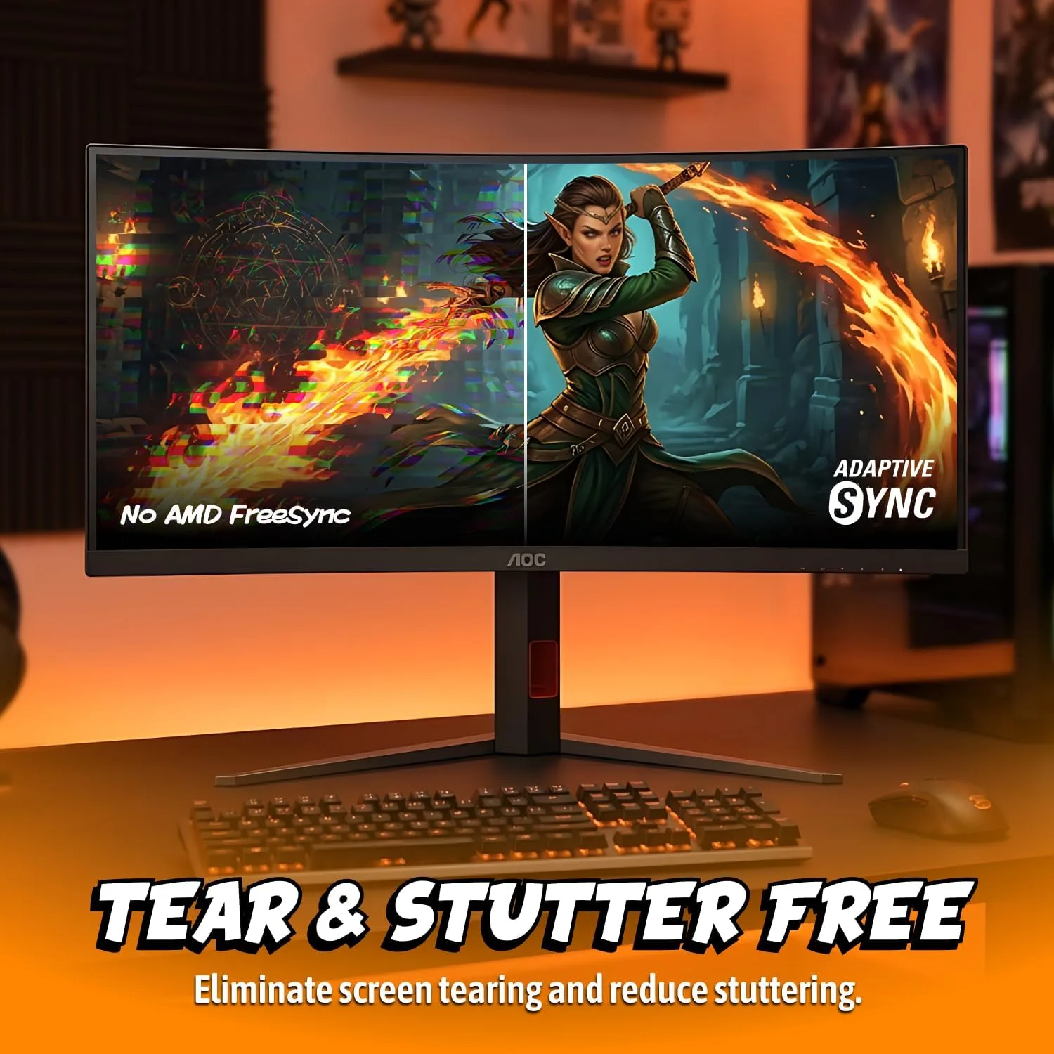 AOC 34 Inch Curved Gaming Monitor UWQHD 200Hz VA 0.3ms HDR, CU34G4H