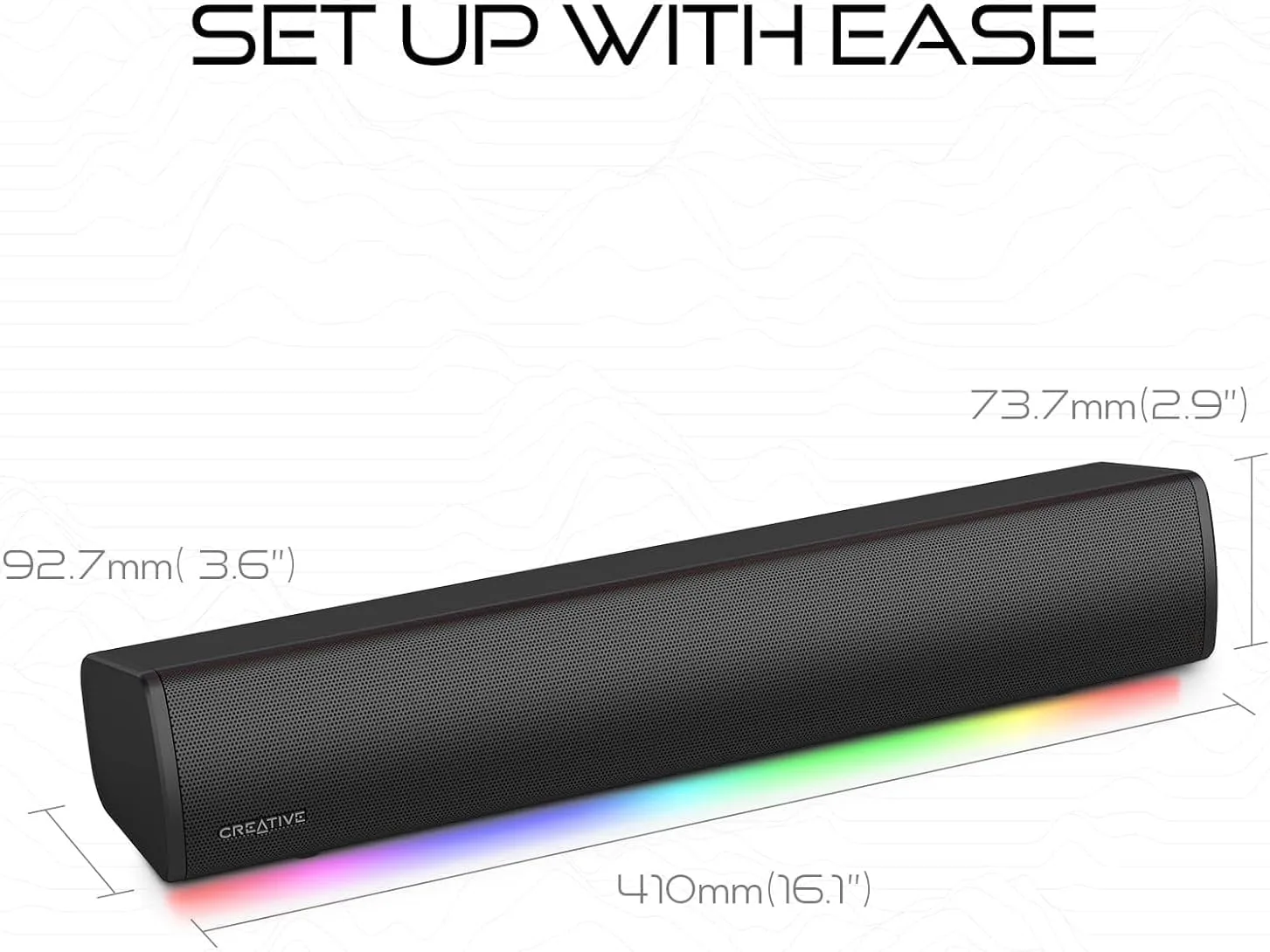Creative Sound Blaster GS3 Compact RGB Gaming Soundbar, Superwide, Black