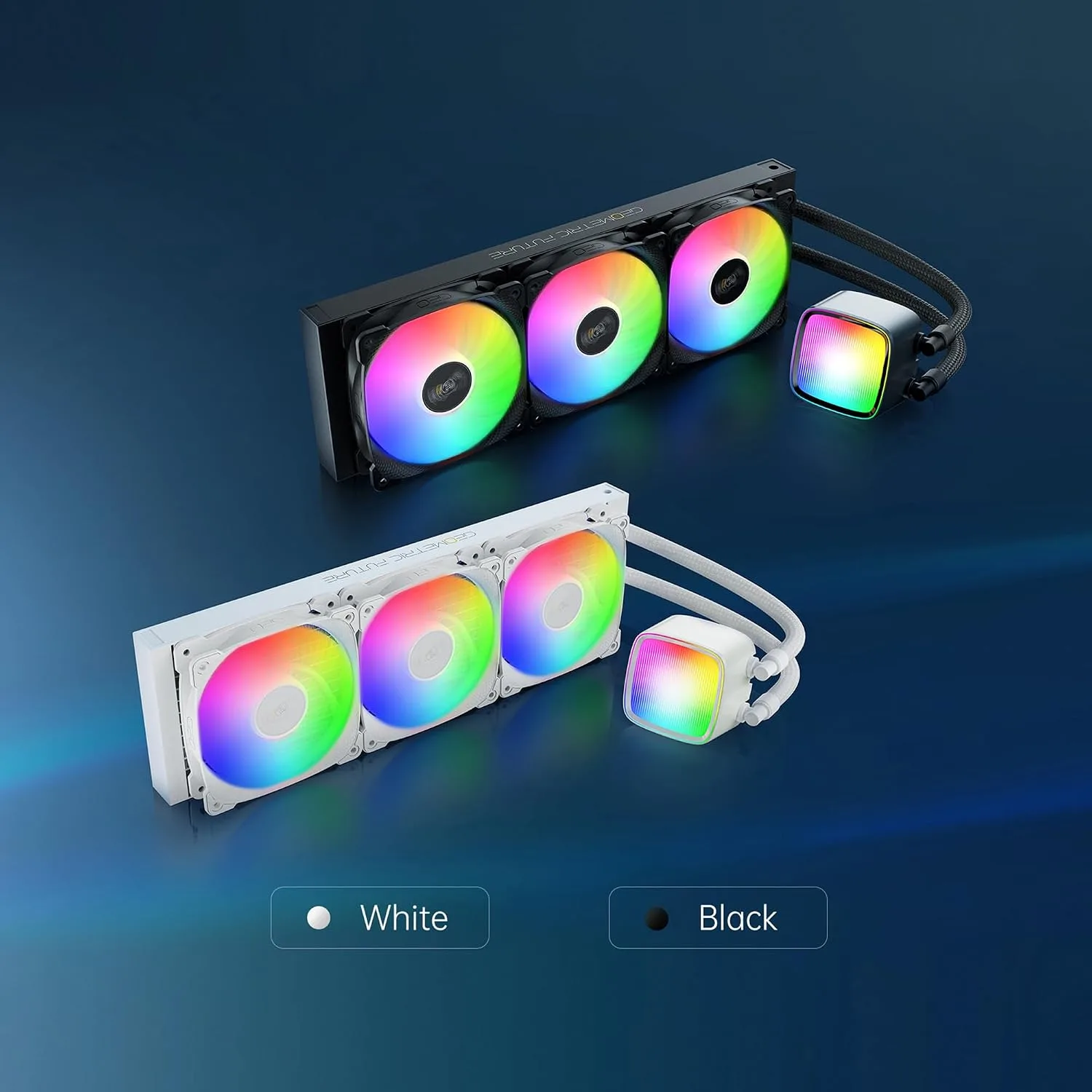 Geometric Future Eskimo Pro - 360mm AIO CPU Liquid Water Cooler- RGB PWM Squama 2501B Fan x 3- Fit Intel® LGA 1700, AMD®AM5 - Black- (GEO-EP-36B)