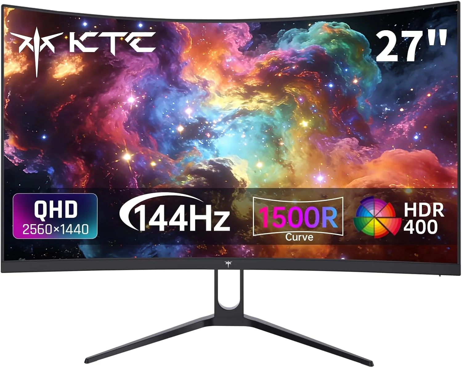 KTC H27S5C 27 Inch Curved Gaming Monitor, 1440P QHD 144Hz Monitor, HDR 400