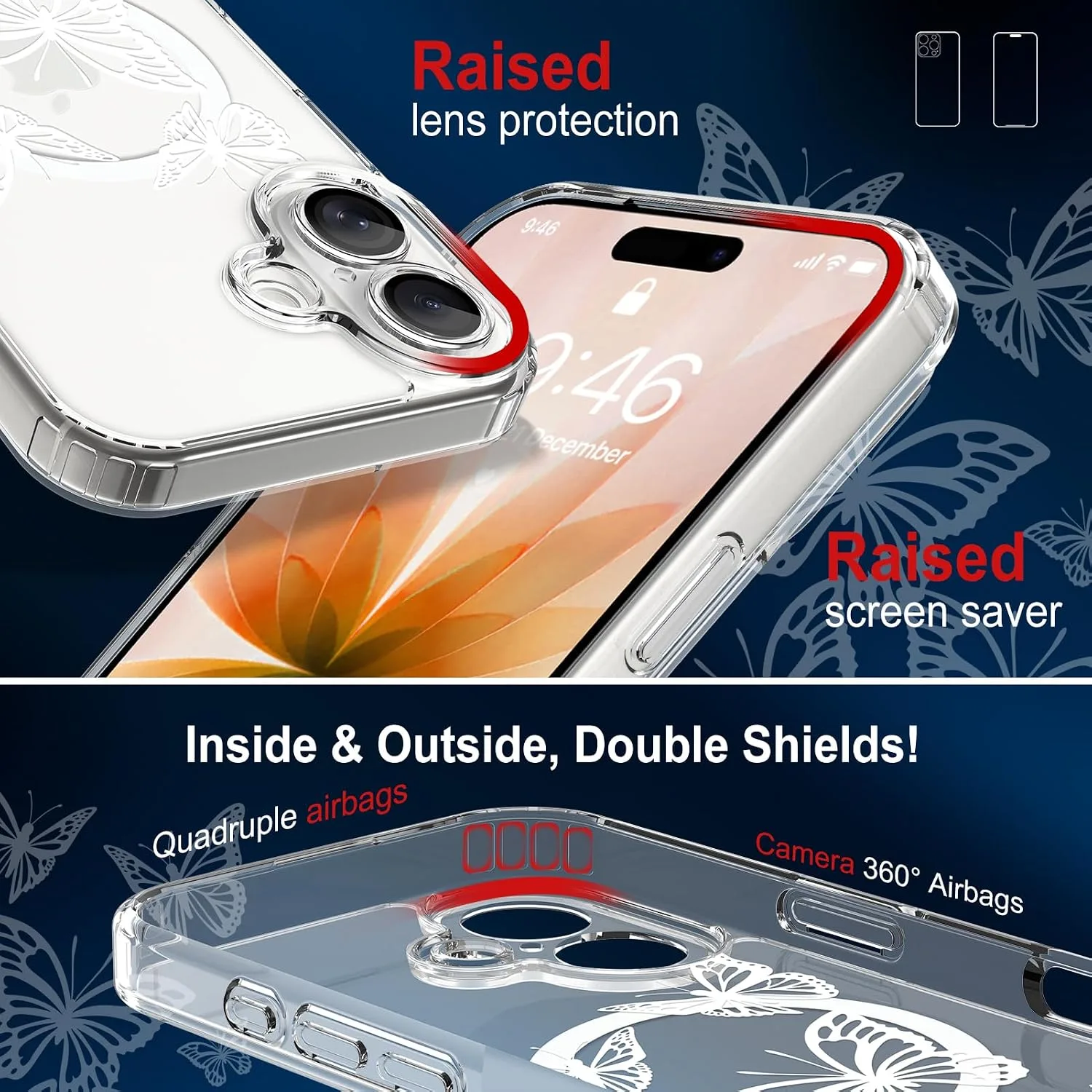 tharlet Magnetic for iPhone 17 Case, Compatible with MagSafe Butterfly