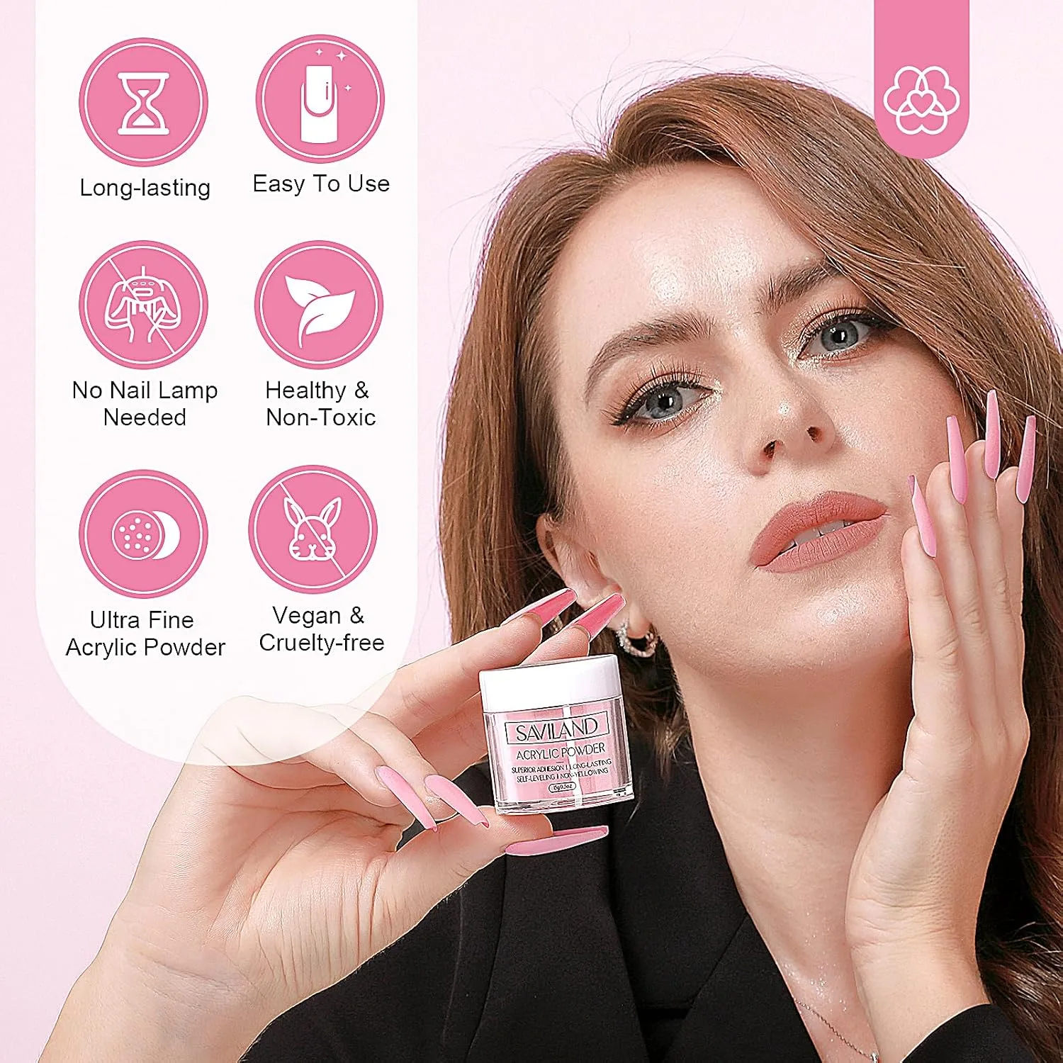 SAVILAND Acrylic Nail Kit for Beginners with Everything, White Pink Clear