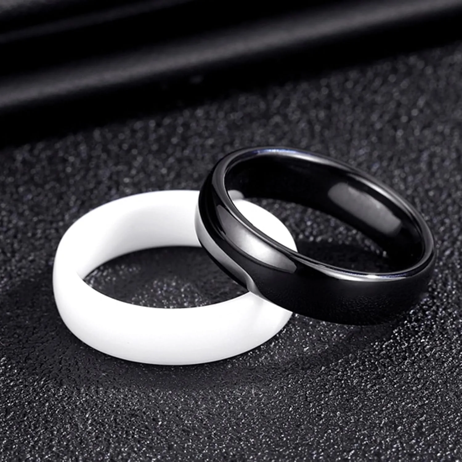Smart Tesla key ring for Model3/Y/S NFC KeyCards Black Ceramic Ring(US#6)