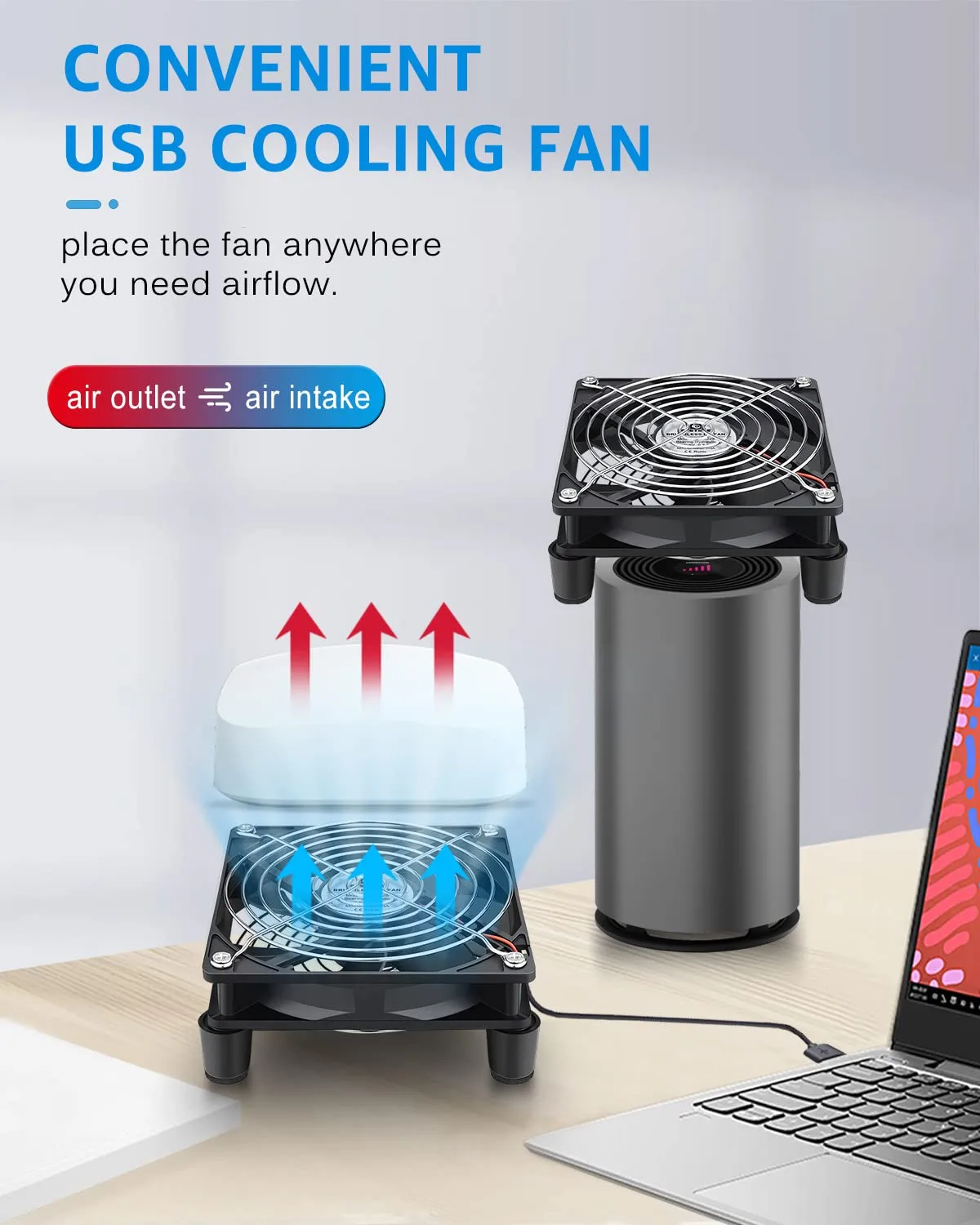 GDSTIME 120mm USB Computer Fan w/L/M/H Speed Controller, DC 5V USB Powered