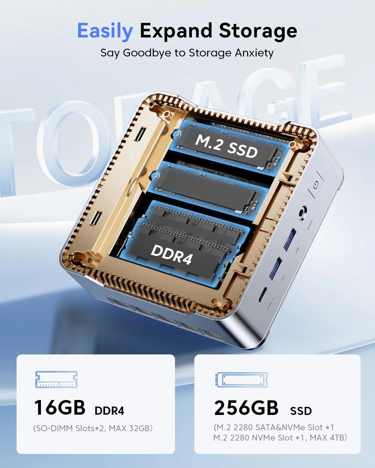 KAMRUI Pinova P2 Mini PC,AMD Ryzen R2544 16GB DDR4 256GB SSD Mini Computers