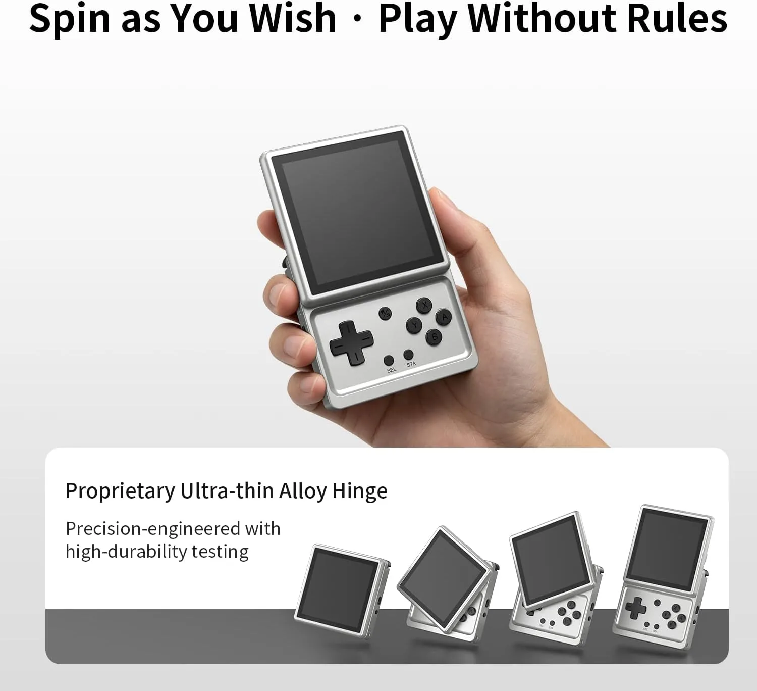 RG Rotate Retro Handheld Game Console, 3.5" Swivel Screen Android Portable Player, Unisoc T618 Chip 3GB+32GB, 2000mAh Battery, Aluminum Alloy Body (Anbernic RG Rotate-Aurora Silver-NEW)