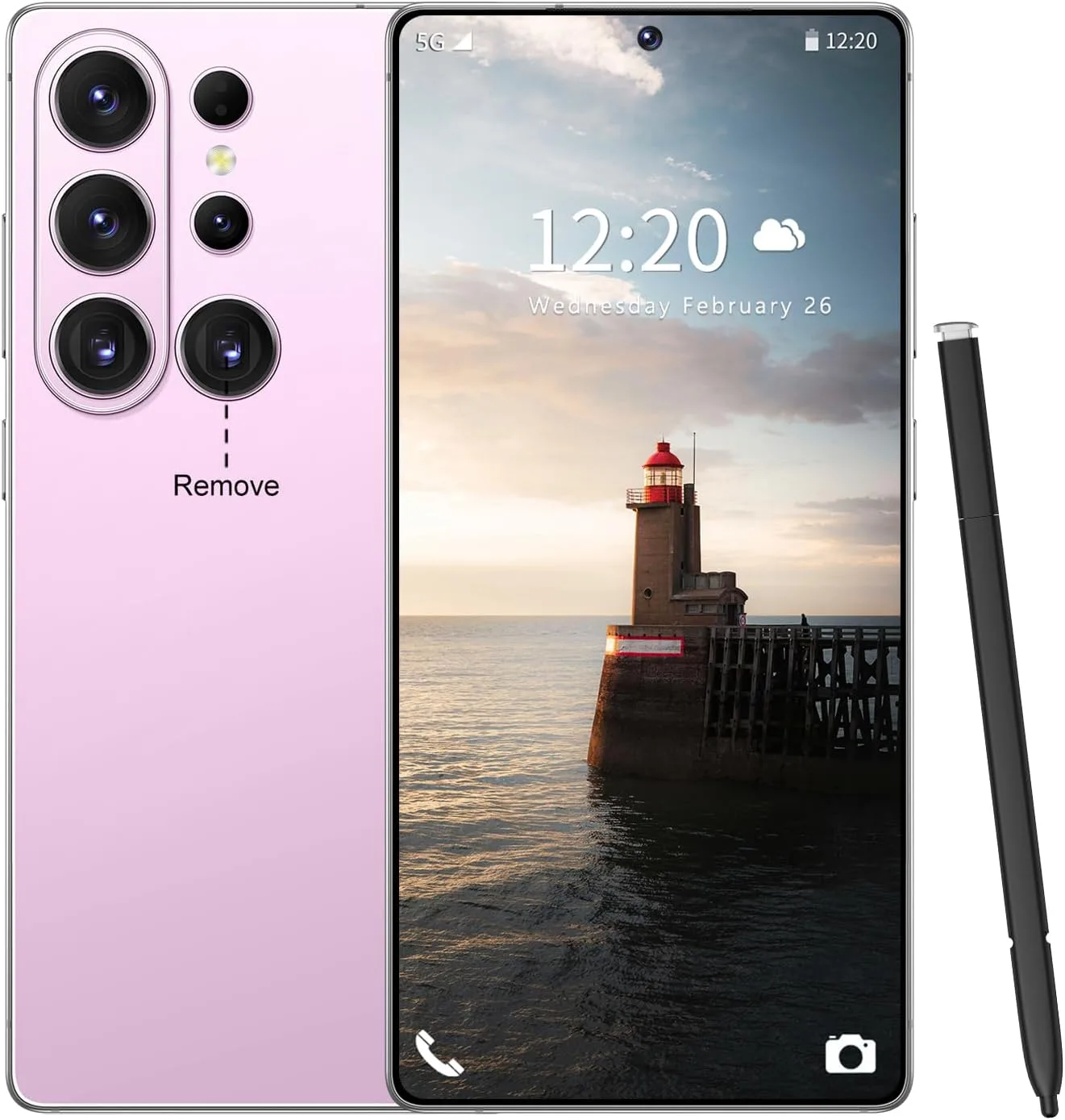 Huness S26 Ultra Unlocked Phone,Built in Pen The Phone,Cell Phone Battery 7000mAh 6.99" HD Screen,Android 15 16+512GB Smartphone,Dual SIM/5G/Face ID/Fingerprint Lock/GPS (Pink)