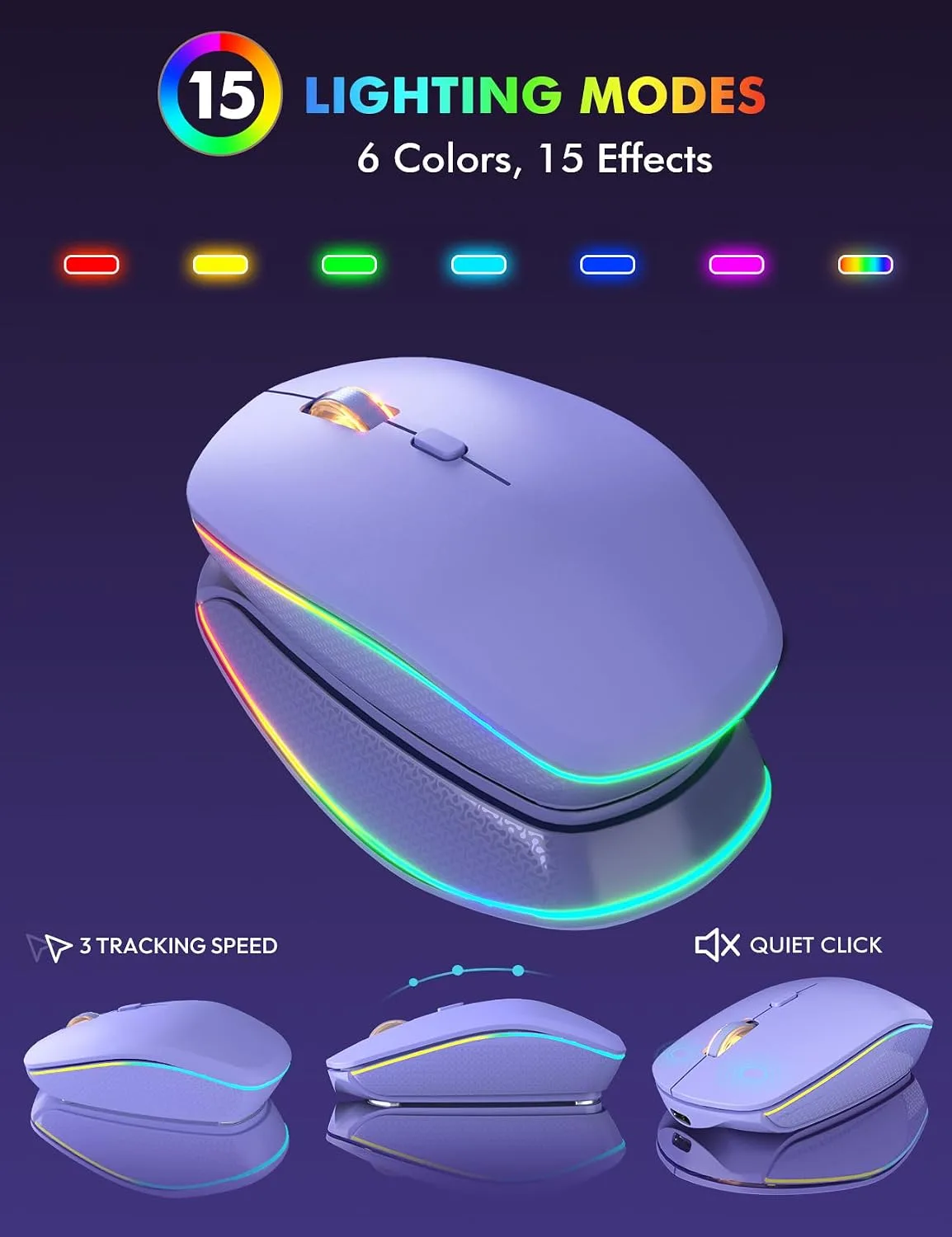 Wireless Keyboard and Mouse Combo with RGB Backlit, Rechargeable