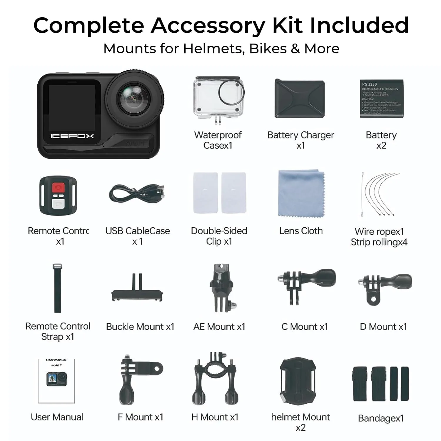 icefox Action Camera 4K 60FPS 20MP with 2X 2150mAh Batteries, Underwater Camera with 5X Zoom, EIS, Powered by Snappro App,Support Video&Photo Editing,Waterproof, WiFi Remote Control