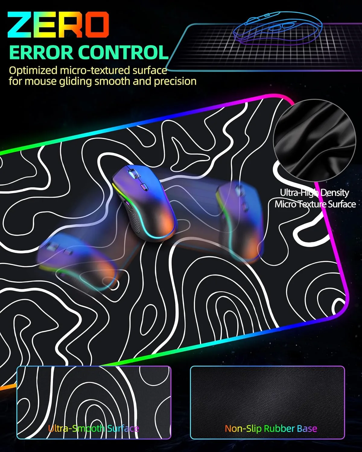 Wireless Charging Mouse Pad, RGB Gaming Mousepad, 31.5"x15.7" in