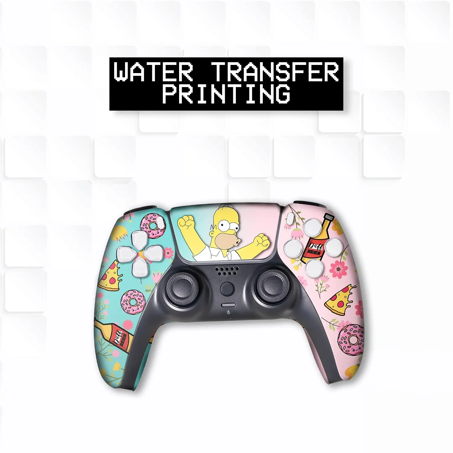 Simpsson Custom PS-5 Controller Wireless compatible with Play-Station 5 Console by BCB Controllers | Proudly Customized in USA with Permanent HYDRO-DIP Printing (NOT JUST A SKIN)