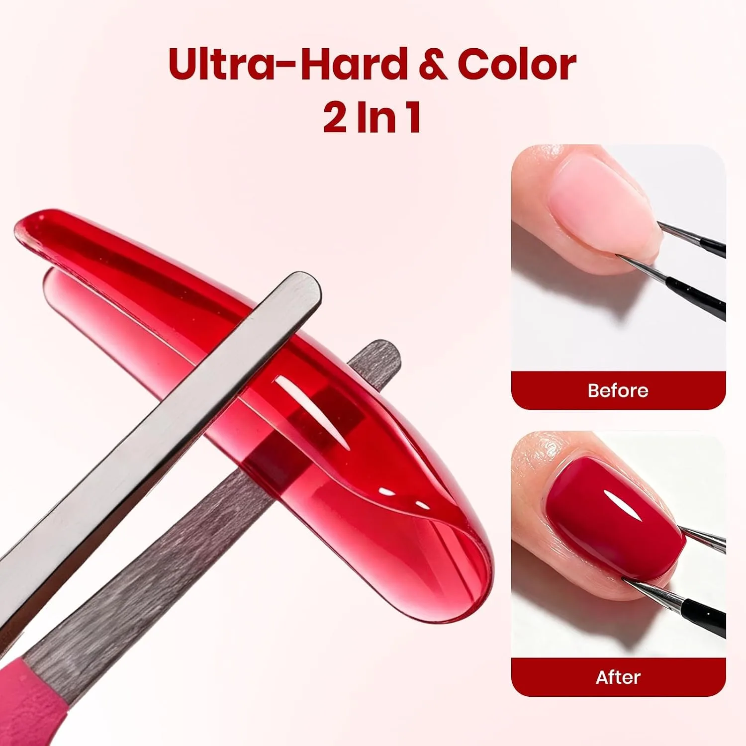Beetles Hard Gel for Nails Wine Red, 30g TPO & HEMA-FREE & Flat Nail Brush