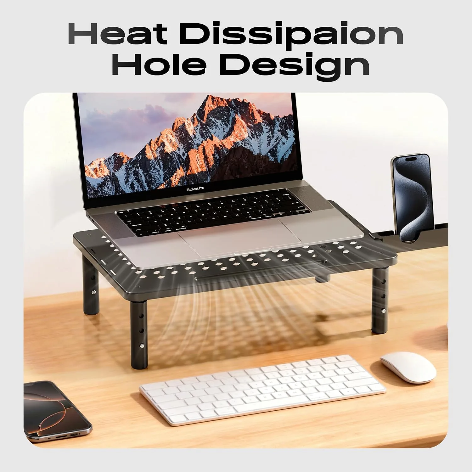 Computer Monitor Stand Riser For Desk, 3 Height Adjustable, 2 Pack