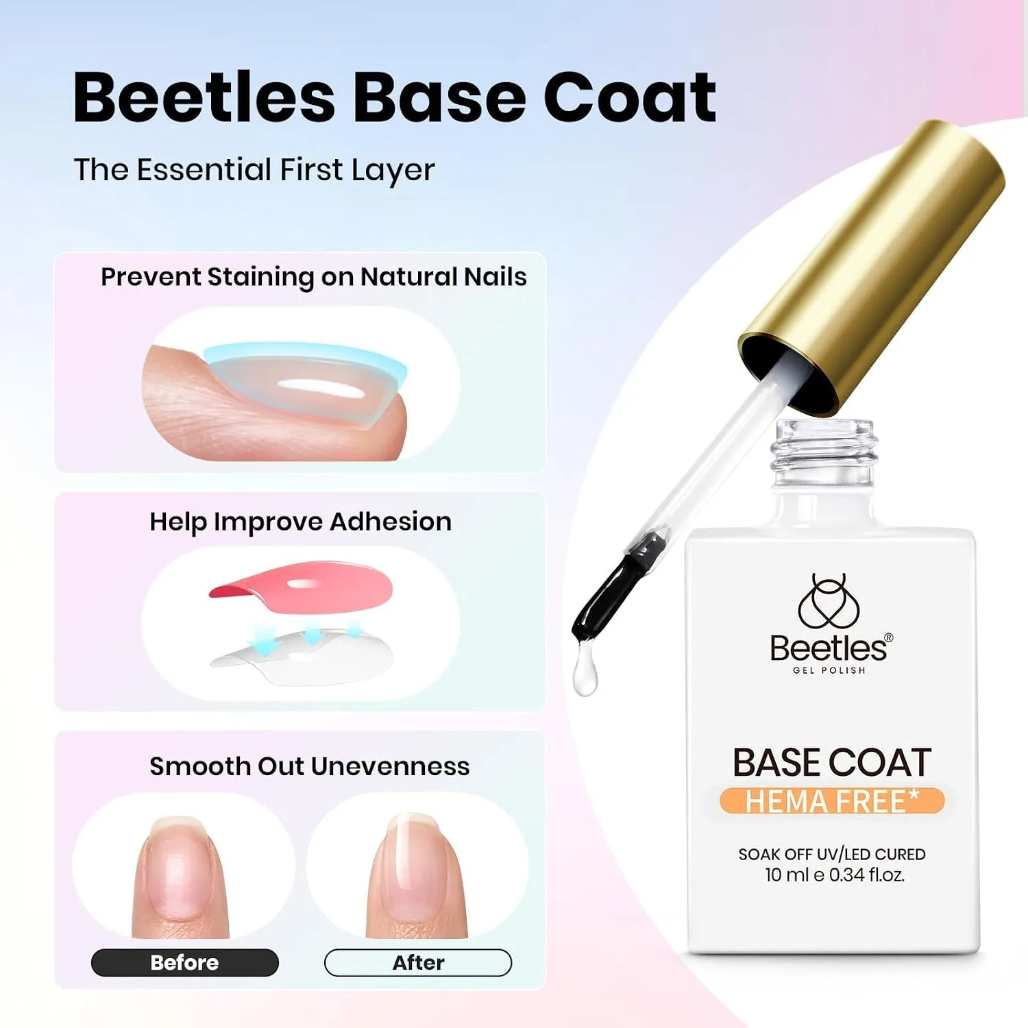 Beetles Gel Base and Top Coat Set 3 x 10ml
