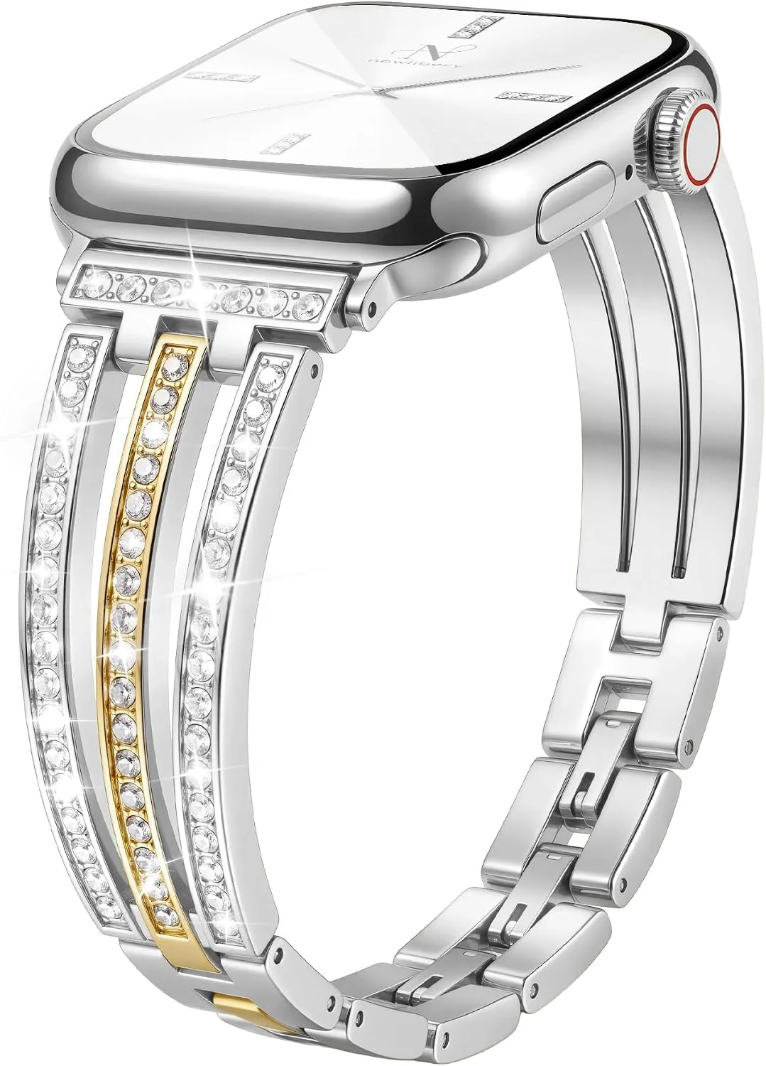 Correa para Apple Watch Newlibery Metal Plata y Dorado Brillante