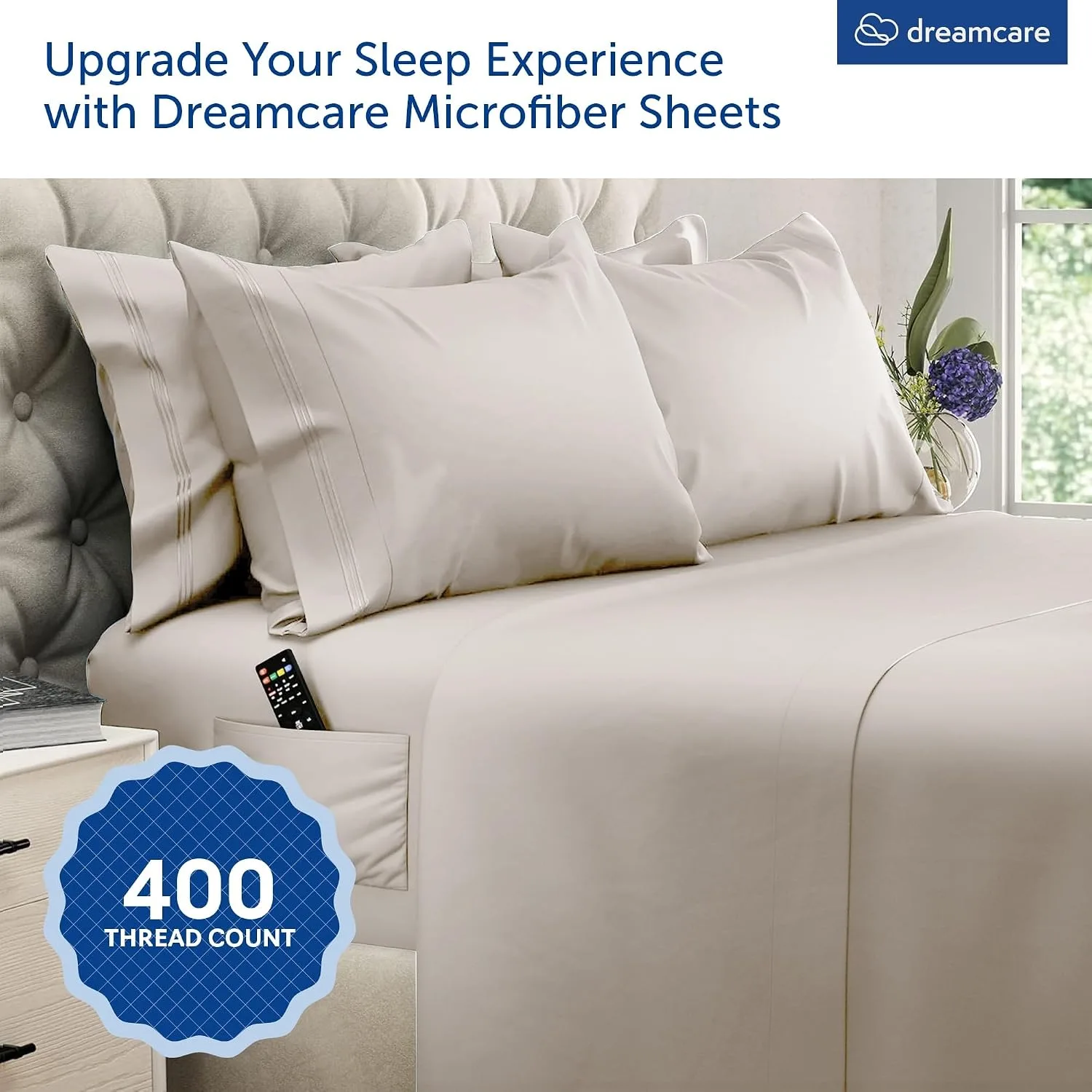 DREAMCARE King Size Sheets Set - 6 pcs Breathable Cooling Sheets King Size