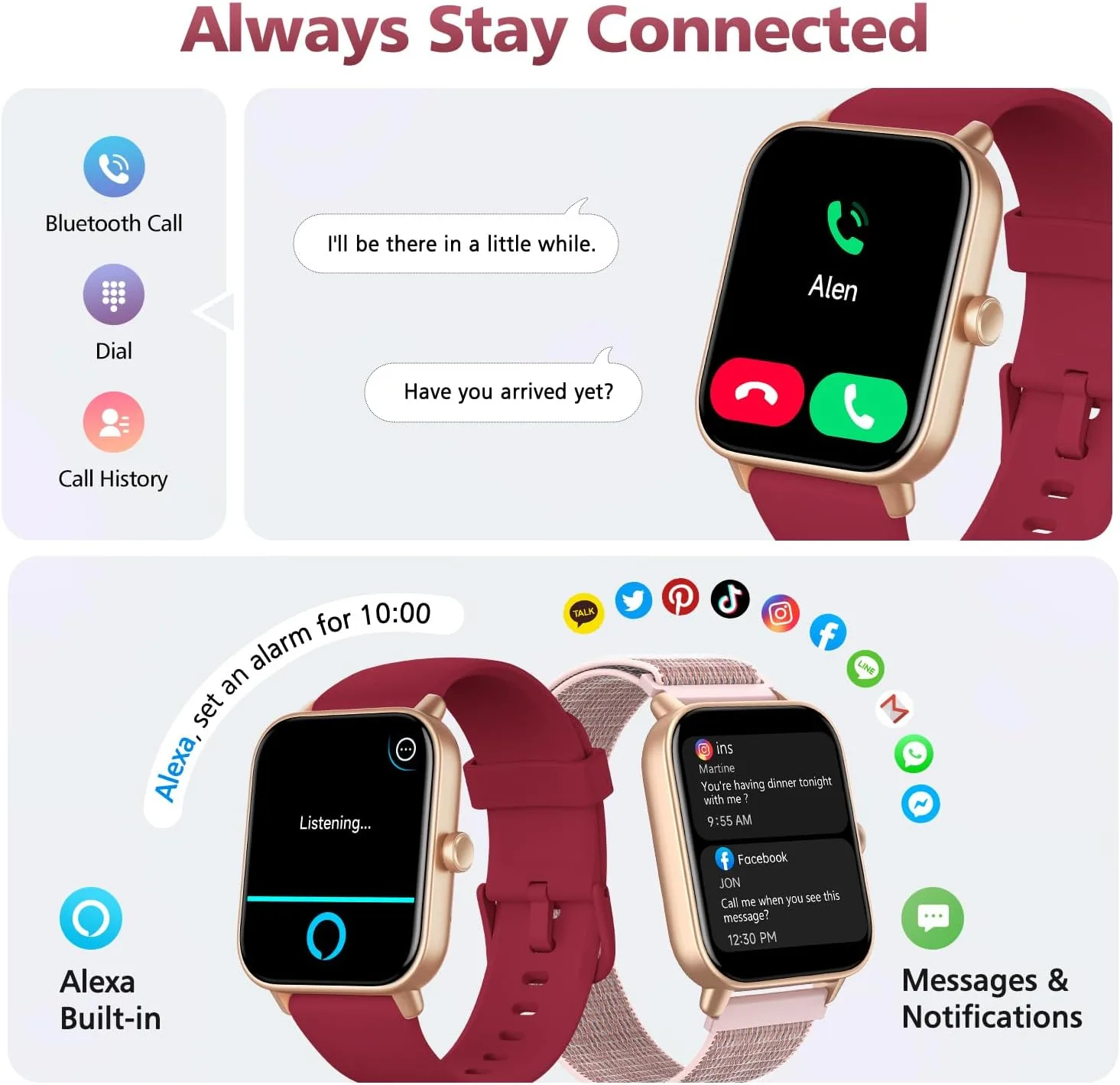 Smart Watches for Women, Compatible for Android/iPhones/Samsung