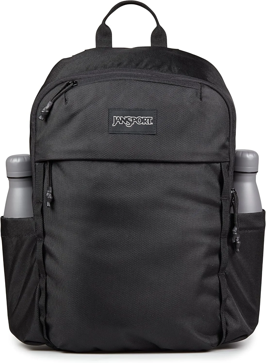 JanSport Venture Daypack – Travel Pack With Large Main Compartment, Padded Laptop Sleeve, Dual Water Bottle Pockets, and Attachment Buckles, Black