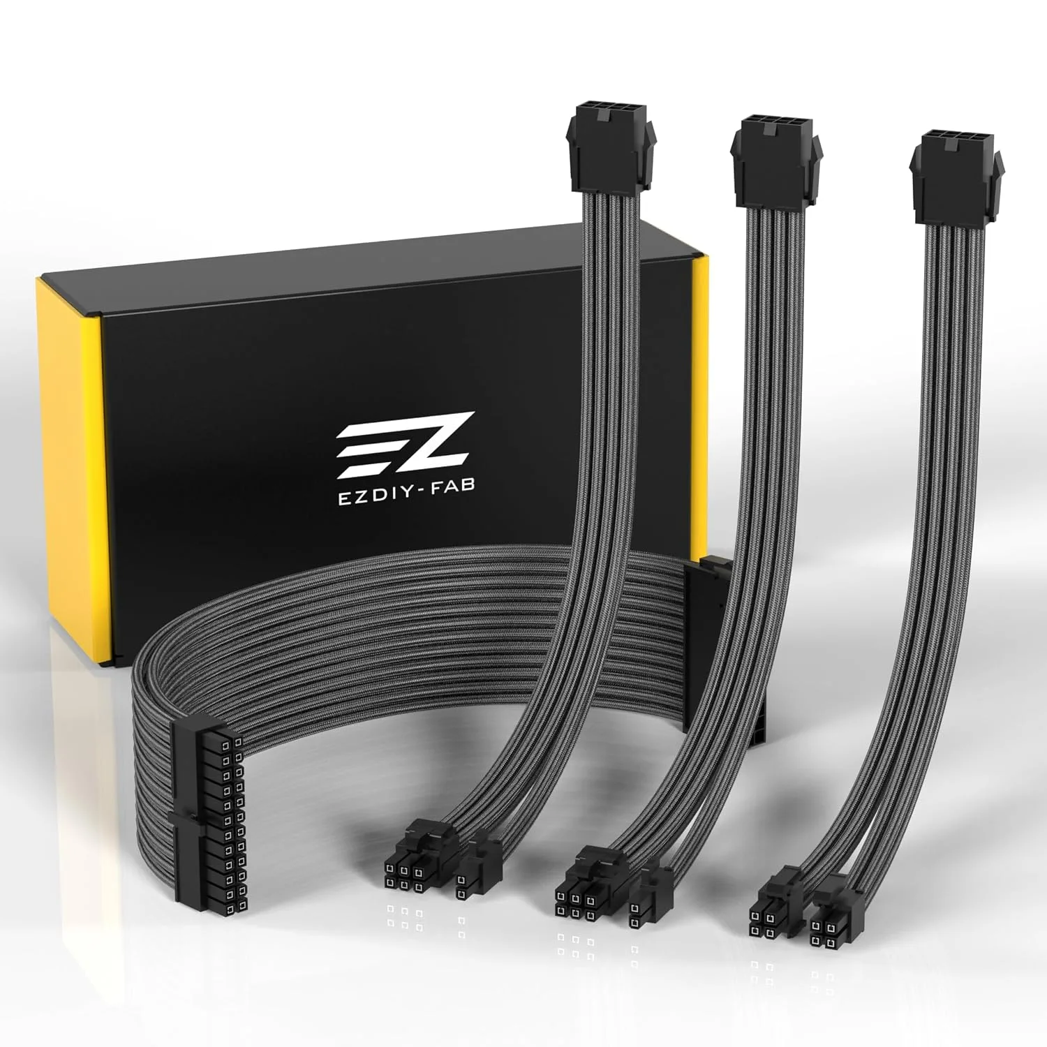 EZDIY-FAB PSU Cable Extension Kit, 18AWG, ATX/EPS/PCIe, 30cm, Carbon