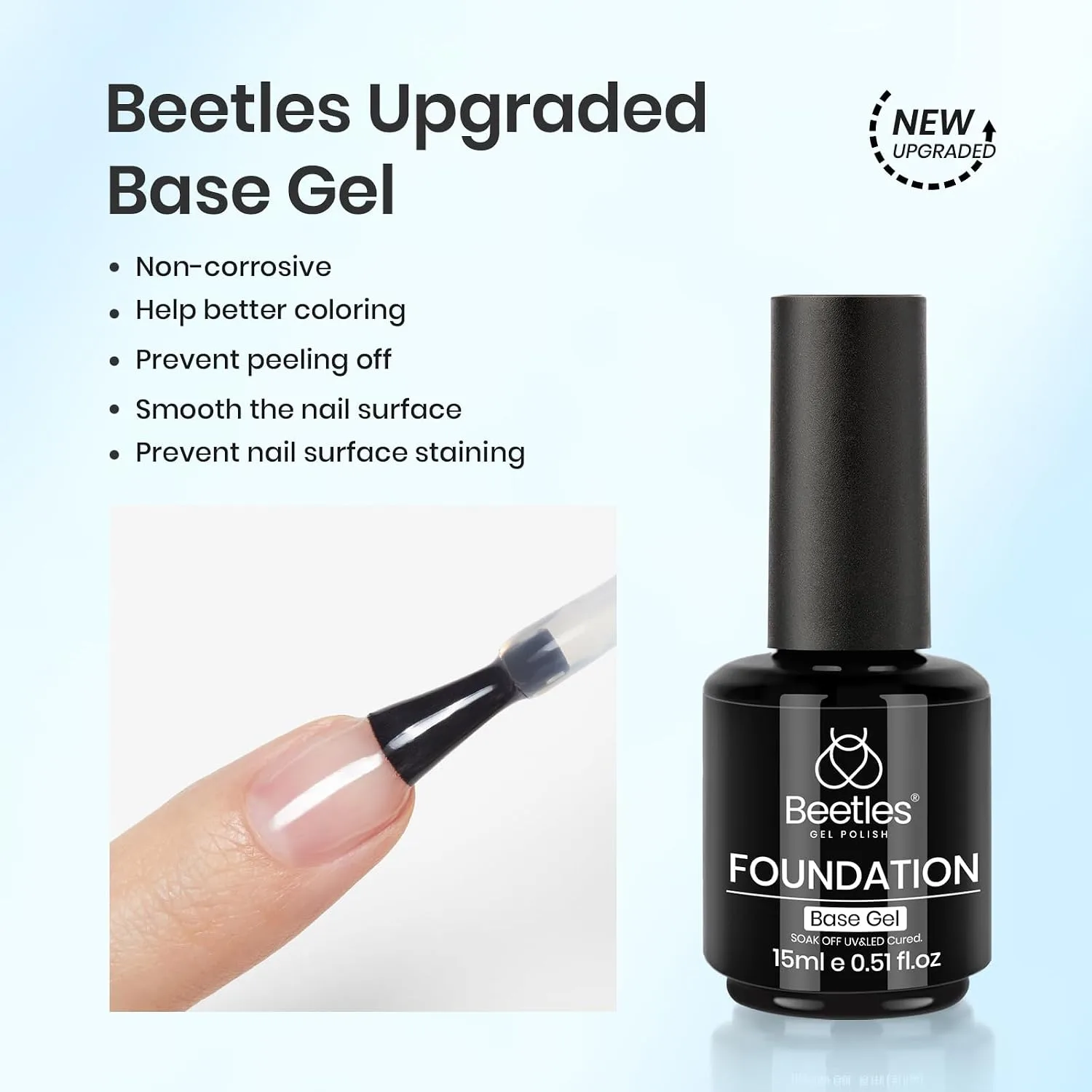 Beetles No Wipe Gel Base Coat 1Pcs 15ml