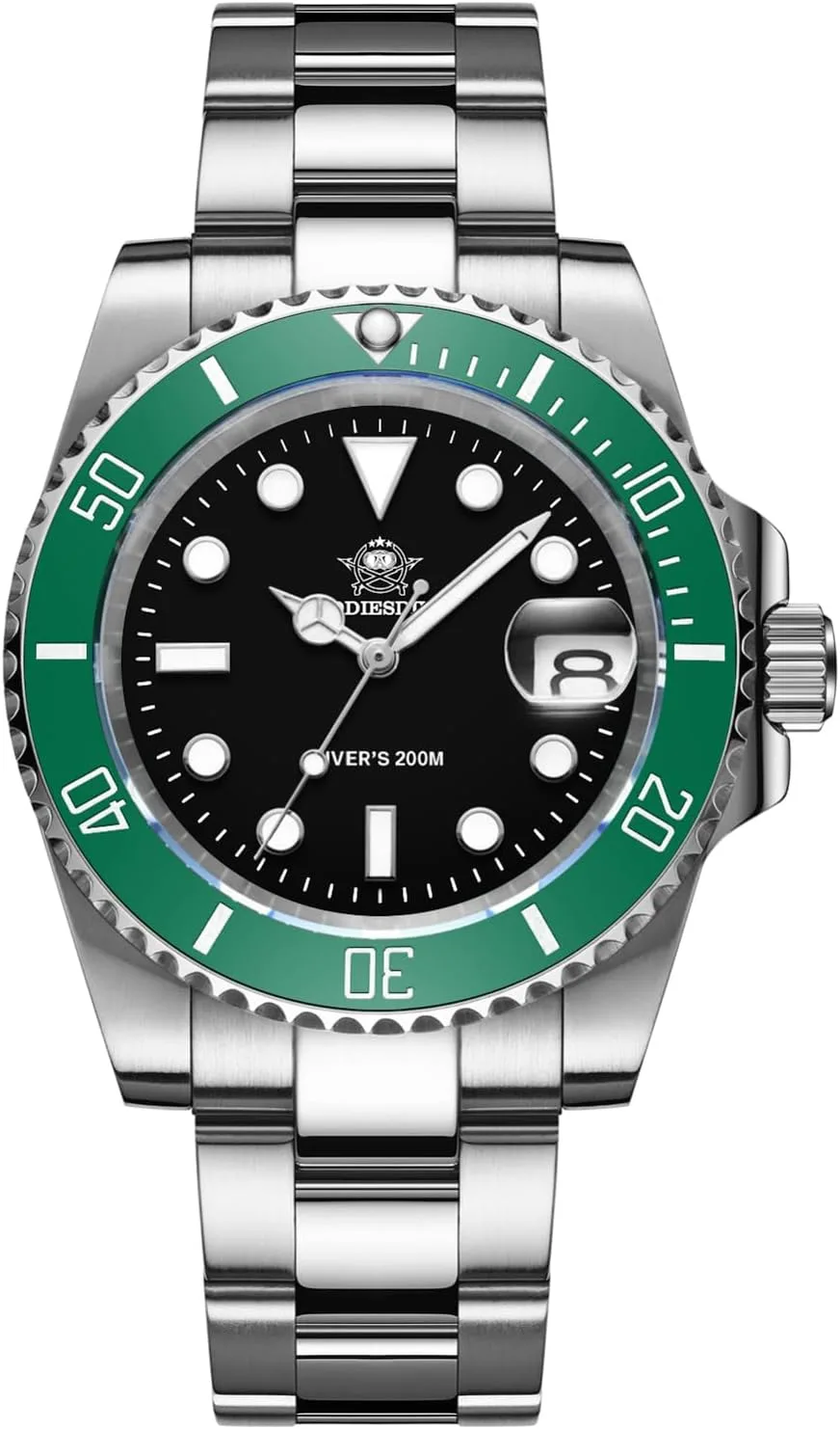 ADDIESDIVE 41 MM Mens Dive Watch Quartz Movement Watches for Men Easy to Read Dial 200 M Waterproof BGW9 Luminous Analog Orange/Red/Green/Black Gradient Dial