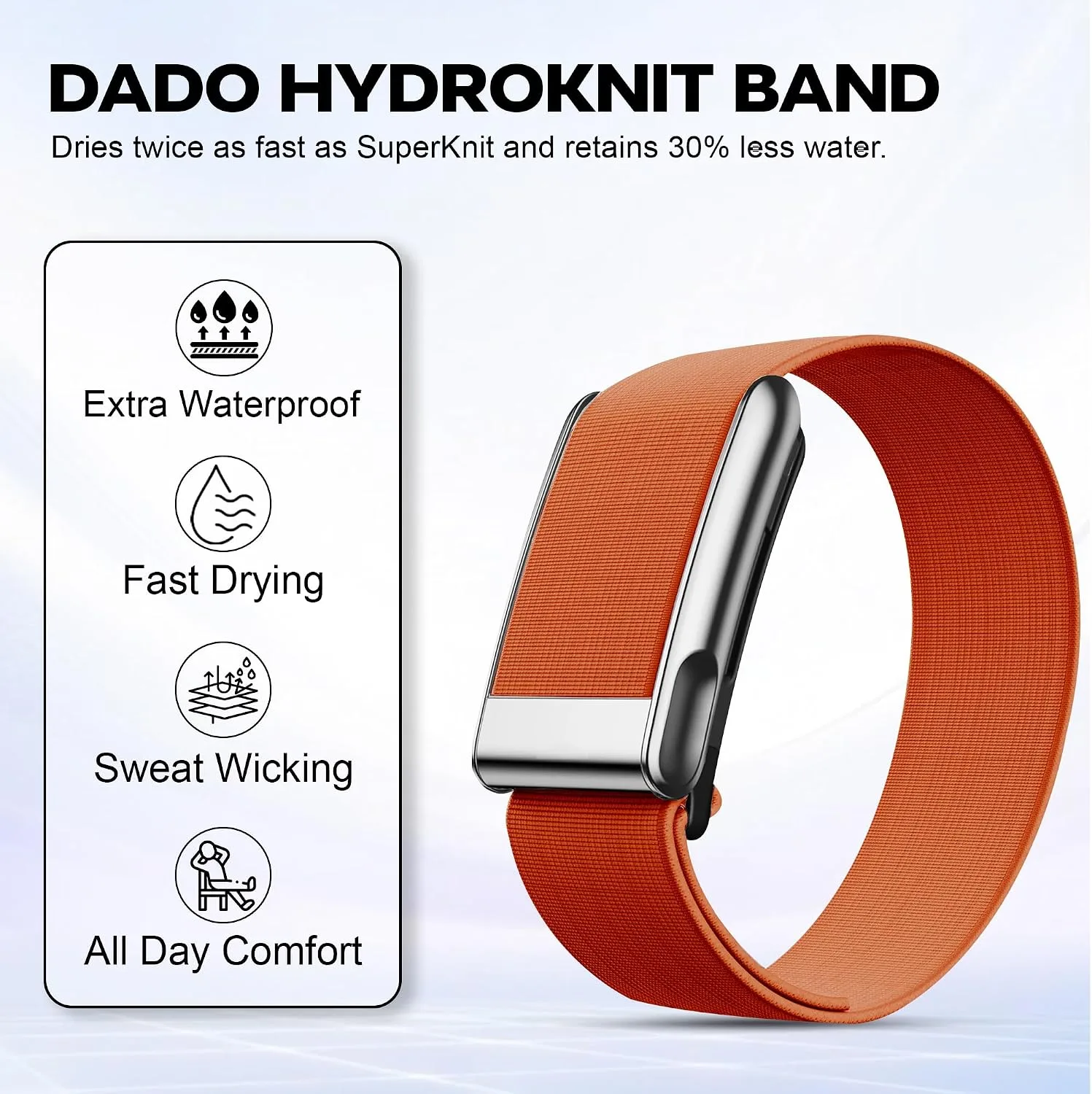 DADO HydroKnit Waterproof Nylon Sport Band Compatible with WHOOP 5.0, One, Peak, and Life | Elastic, Fast-Drying, Water-Resistant, and Comfortable Strap for Active Lifestyles