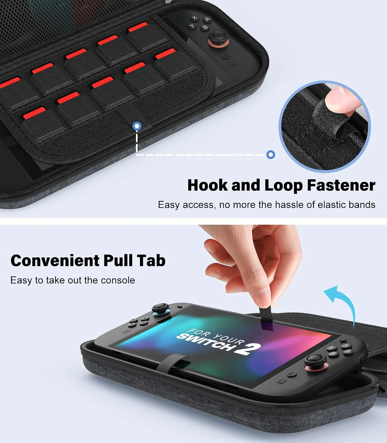 MoKo Carrying Case for Nintendo Switch 2 2025 Holds 10 Cartridges w/Pockets