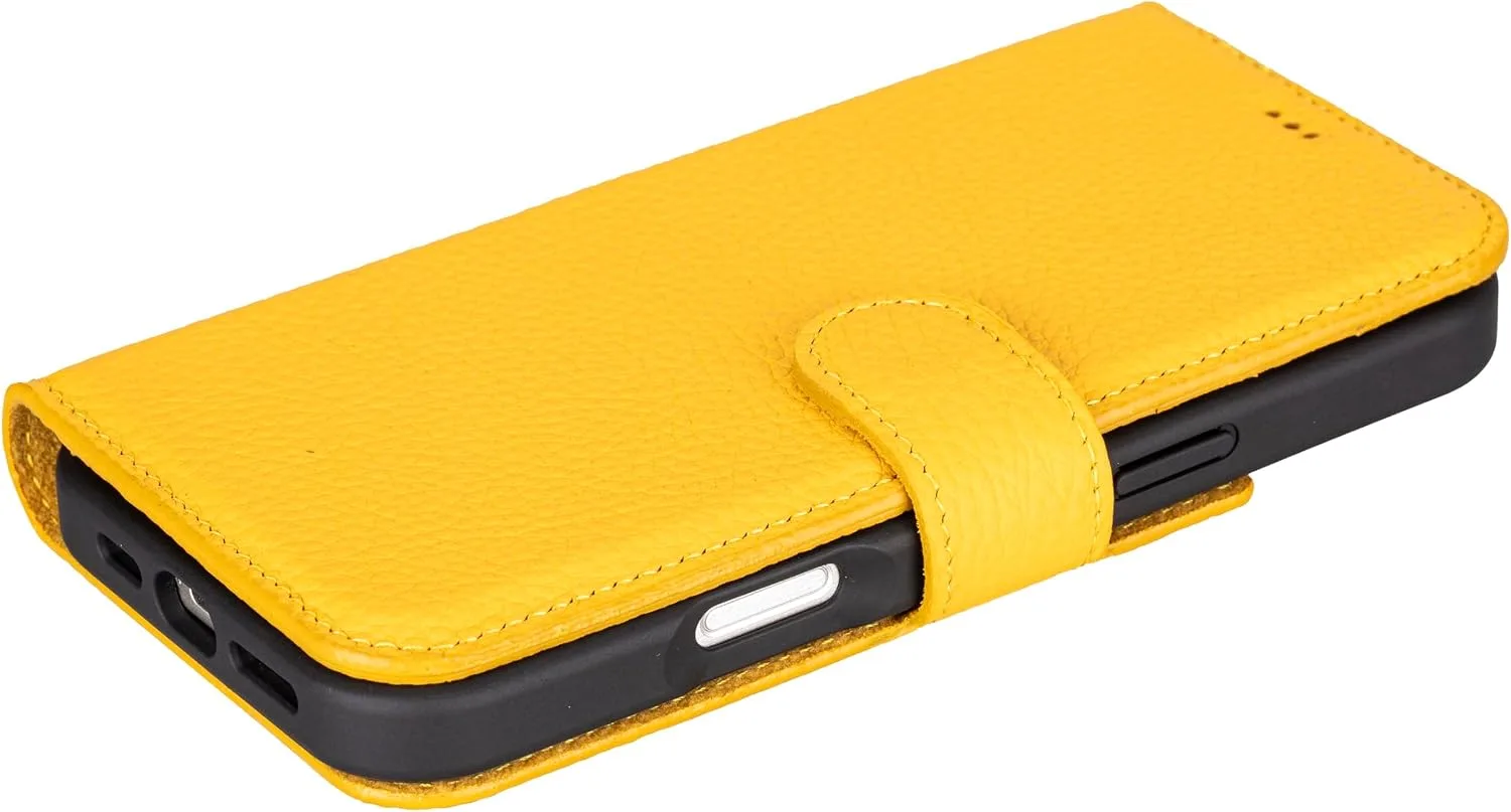 VENOULT Wallet Case for iPhone, Full Grain Genuine Turkish Leather, Magnetic Detachable, RFID 4 Card Slots, Business Style, Compatible with MagSafe (Mikado, iPhone 16 Pro MAX)